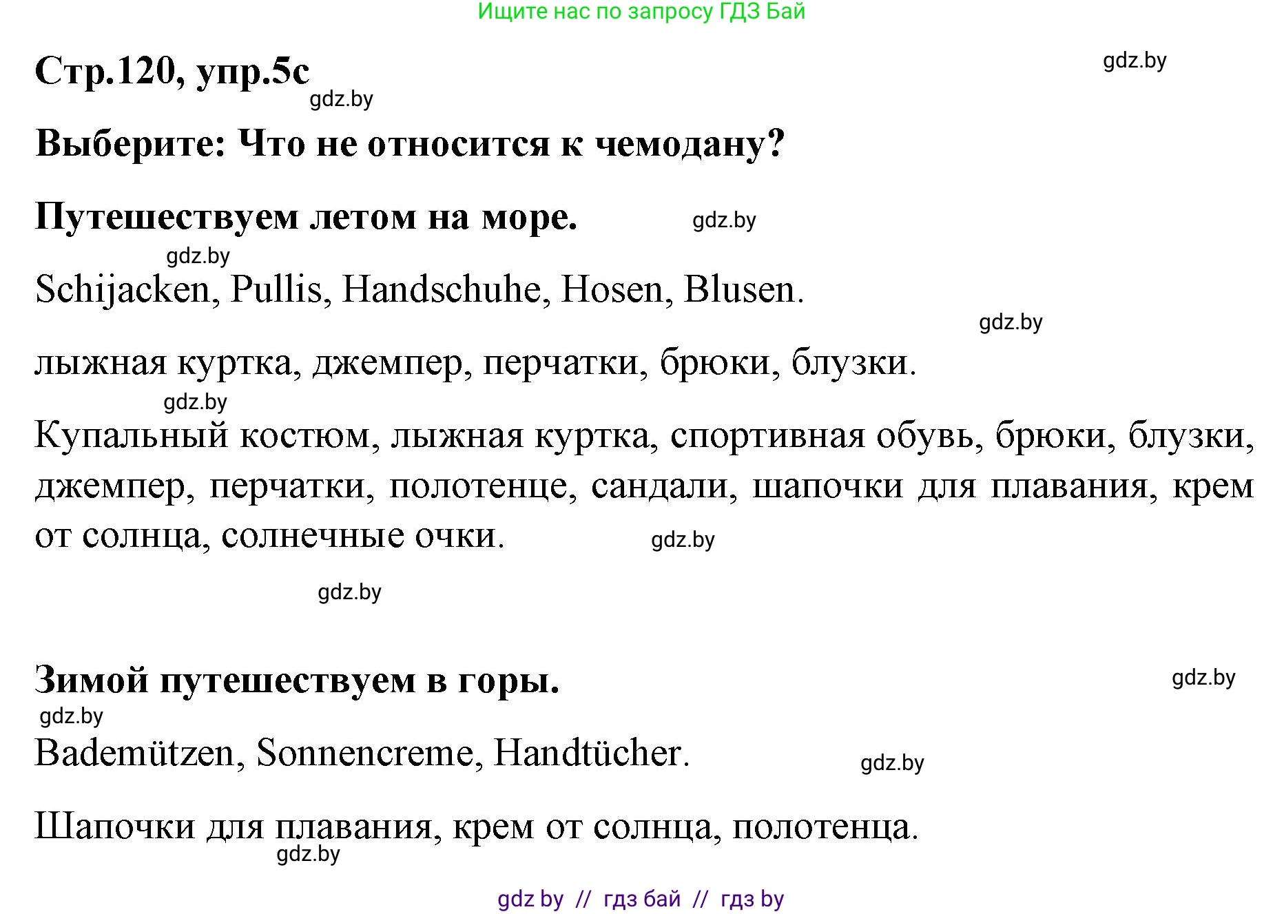 Немецкий язык (Deutsch), 5 класс Учебник (Schülerbuch), авторы: Будько Антонина Филипповна (Budjko Antonina), Урбанович Инна Ювинальевна (Urbanowitsch Ina), издательство Вышэйшая школа, Минск, 2020, жёлтого цвета, Часть 2, страница 120, номер 5c, Решение 1