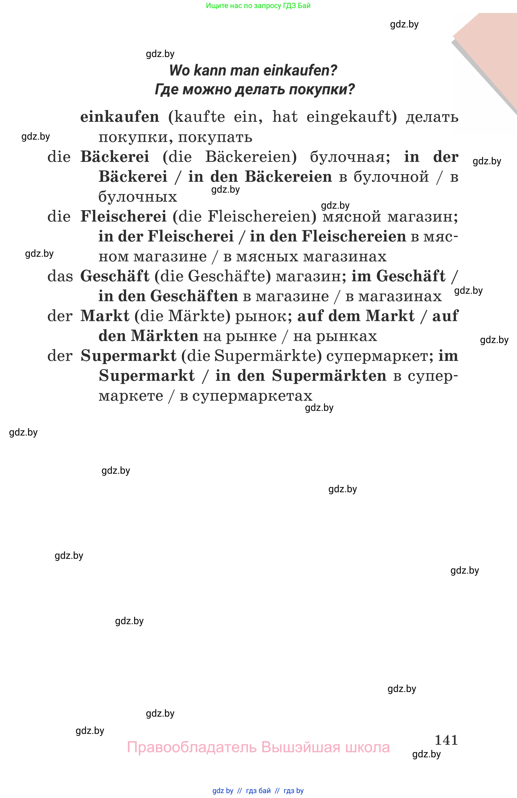 Немецкий язык (Deutsch), 6 класс Учебник (Schülerbuch), авторы: Будько Антонина Филипповна (Budjko Antonina), Урбанович Инна Ювинальевна (Urbanowitsch Ina), издательство Вышэйшая школа, Минск, 2020, бежевого цвета, страница 141