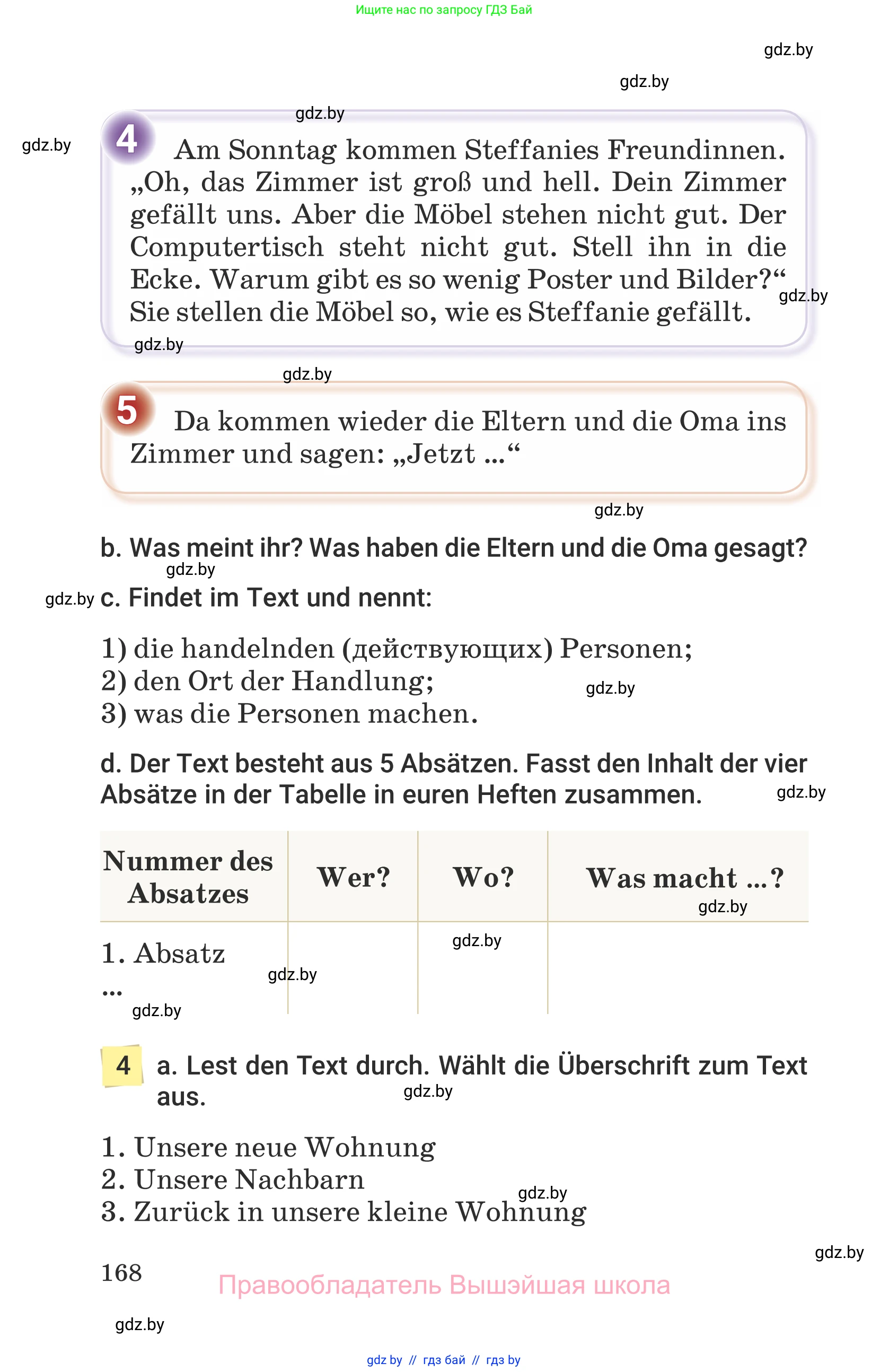 Немецкий язык (Deutsch), 6 класс Учебник (Schülerbuch), авторы: Будько Антонина Филипповна (Budjko Antonina), Урбанович Инна Ювинальевна (Urbanowitsch Ina), издательство Вышэйшая школа, Минск, 2020, бежевого цвета, страница 168