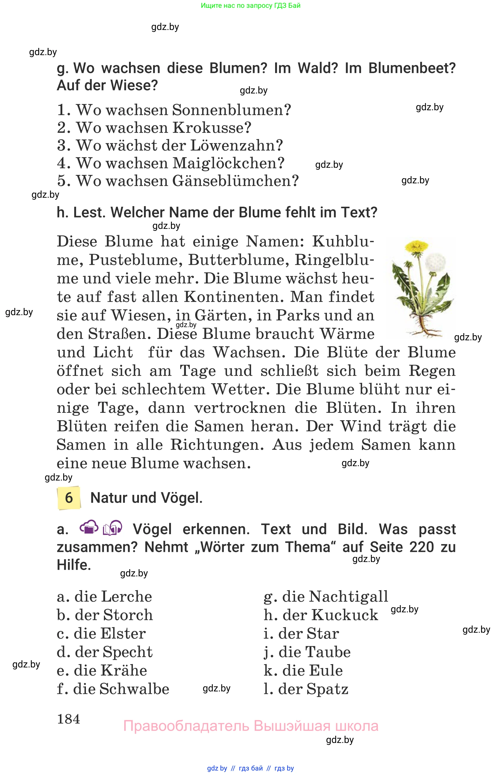 Немецкий язык (Deutsch), 6 класс Учебник (Schülerbuch), авторы: Будько Антонина Филипповна (Budjko Antonina), Урбанович Инна Ювинальевна (Urbanowitsch Ina), издательство Вышэйшая школа, Минск, 2020, бежевого цвета, страница 184