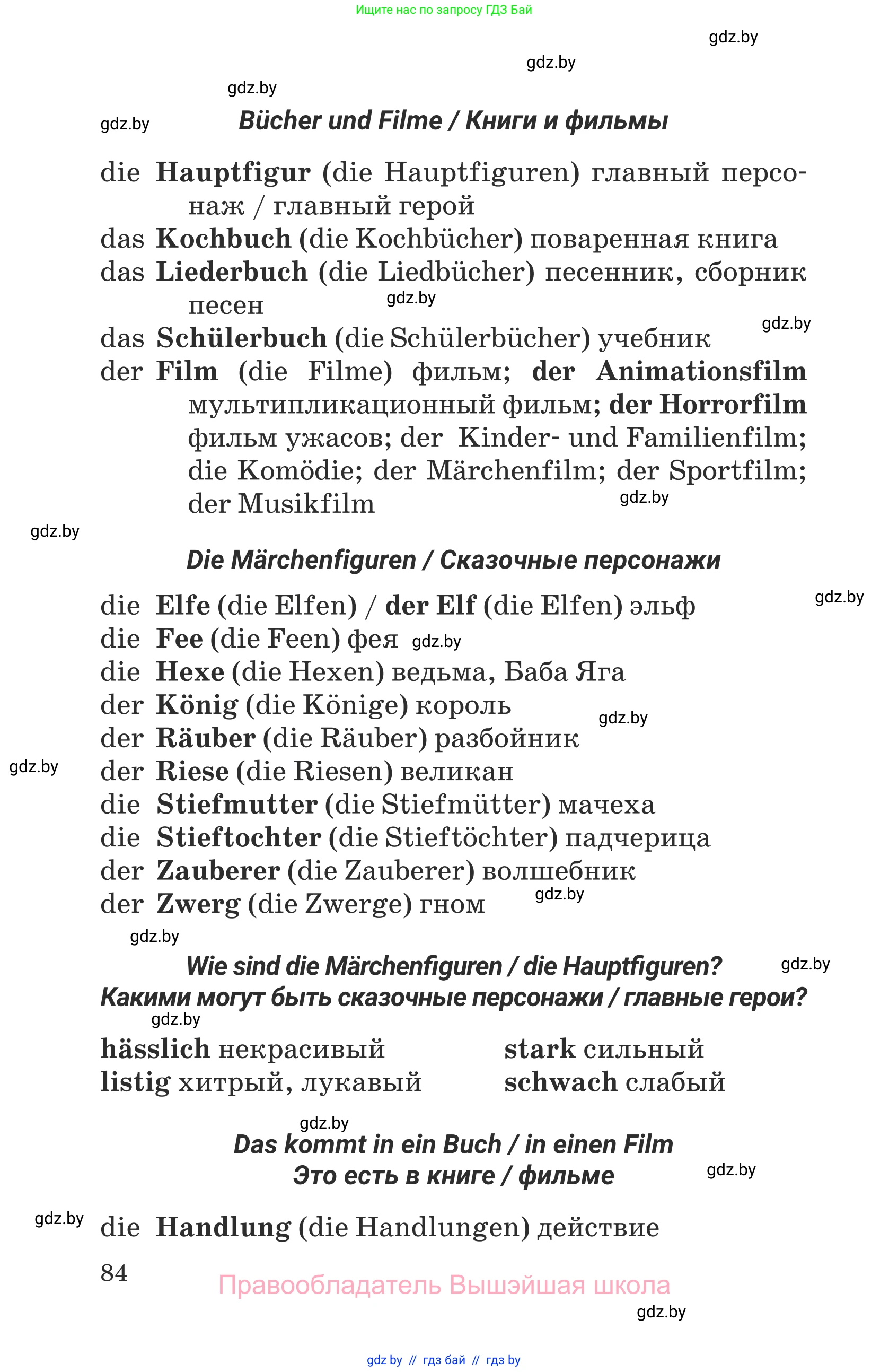 Немецкий язык (Deutsch), 6 класс Учебник (Schülerbuch), авторы: Будько Антонина Филипповна (Budjko Antonina), Урбанович Инна Ювинальевна (Urbanowitsch Ina), издательство Вышэйшая школа, Минск, 2020, бежевого цвета, страница 84
