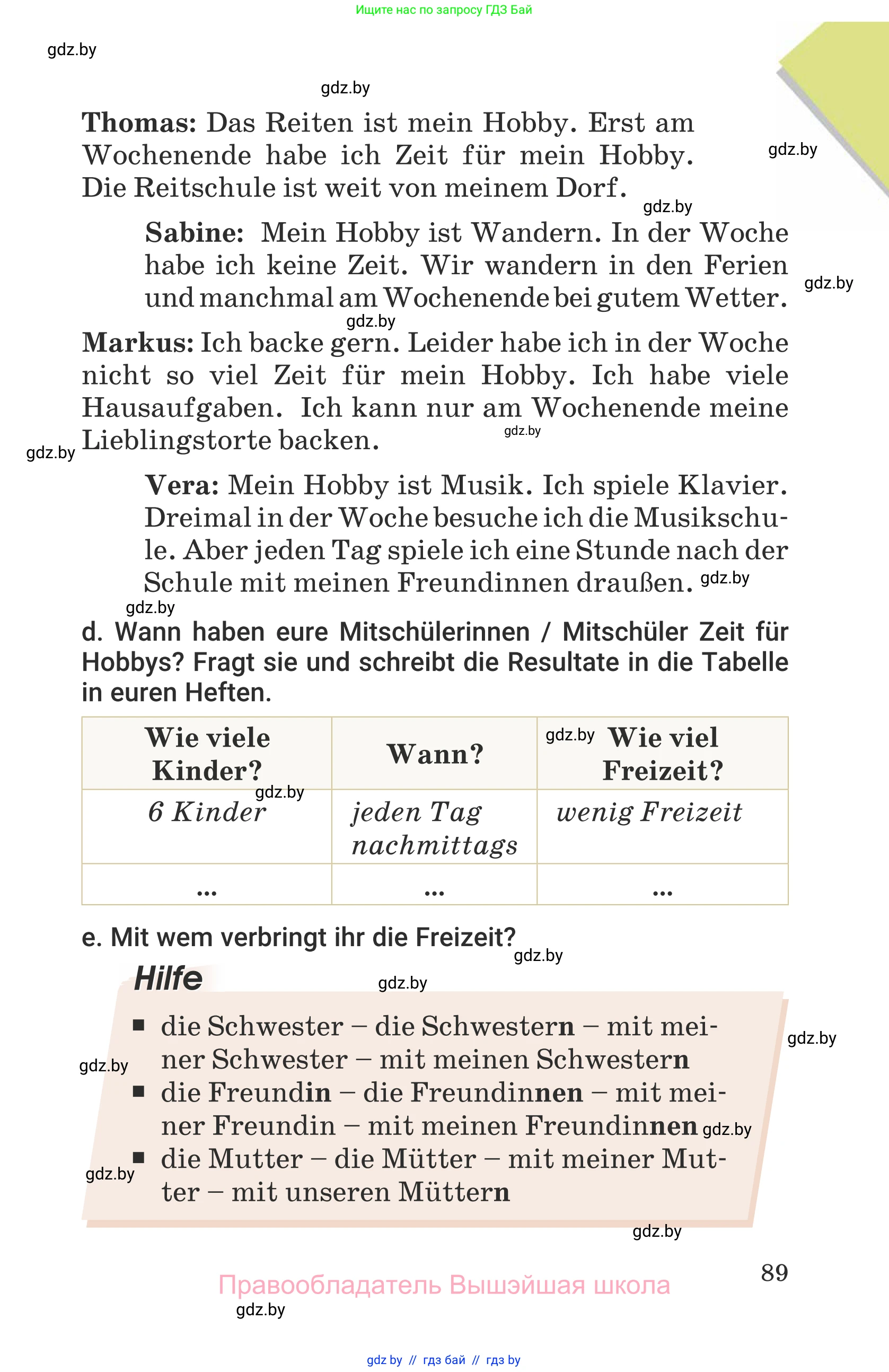 Немецкий язык (Deutsch), 6 класс Учебник (Schülerbuch), авторы: Будько Антонина Филипповна (Budjko Antonina), Урбанович Инна Ювинальевна (Urbanowitsch Ina), издательство Вышэйшая школа, Минск, 2020, бежевого цвета, страница 89