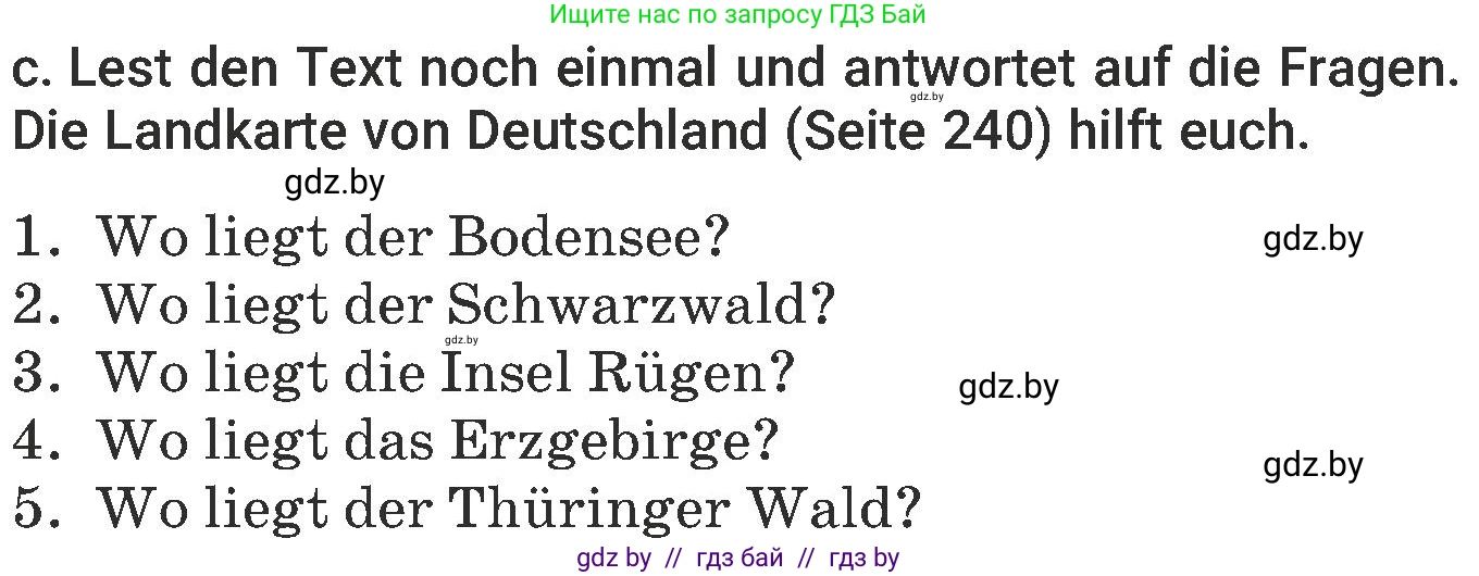 Немецкий язык (Deutsch), 6 класс Учебник (Schülerbuch), авторы: Будько Антонина Филипповна (Budjko Antonina), Урбанович Инна Ювинальевна (Urbanowitsch Ina), издательство Вышэйшая школа, Минск, 2020, бежевого цвета, страница 241, номер c, Условие