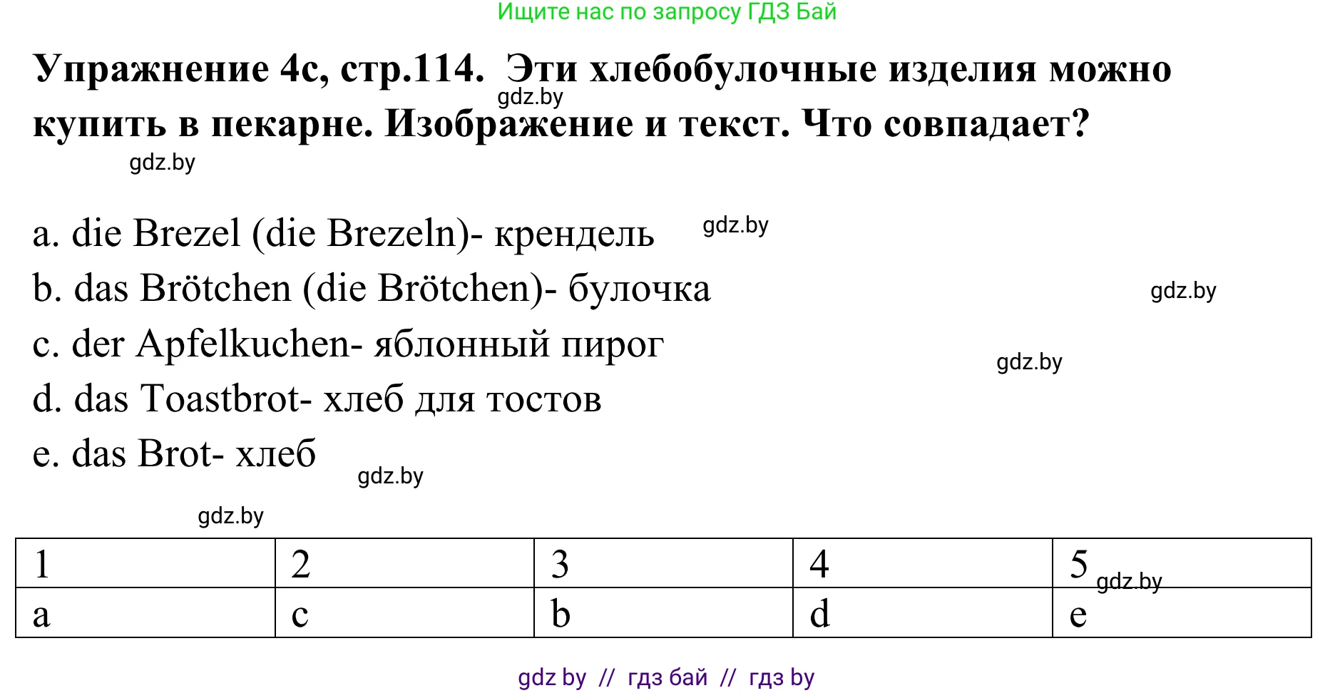 Немецкий язык (Deutsch), 6 класс Учебник (Schülerbuch), авторы: Будько Антонина Филипповна (Budjko Antonina), Урбанович Инна Ювинальевна (Urbanowitsch Ina), издательство Вышэйшая школа, Минск, 2020, бежевого цвета, страница 114, номер c, Решение