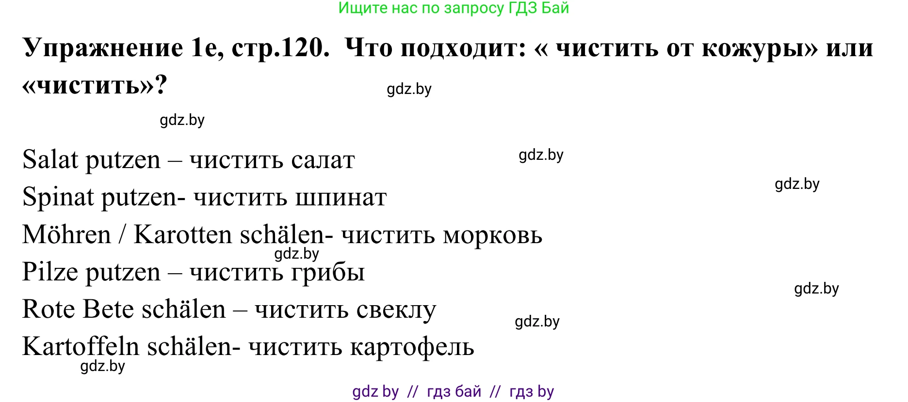 Немецкий язык (Deutsch), 6 класс Учебник (Schülerbuch), авторы: Будько Антонина Филипповна (Budjko Antonina), Урбанович Инна Ювинальевна (Urbanowitsch Ina), издательство Вышэйшая школа, Минск, 2020, бежевого цвета, страница 120, номер e, Решение
