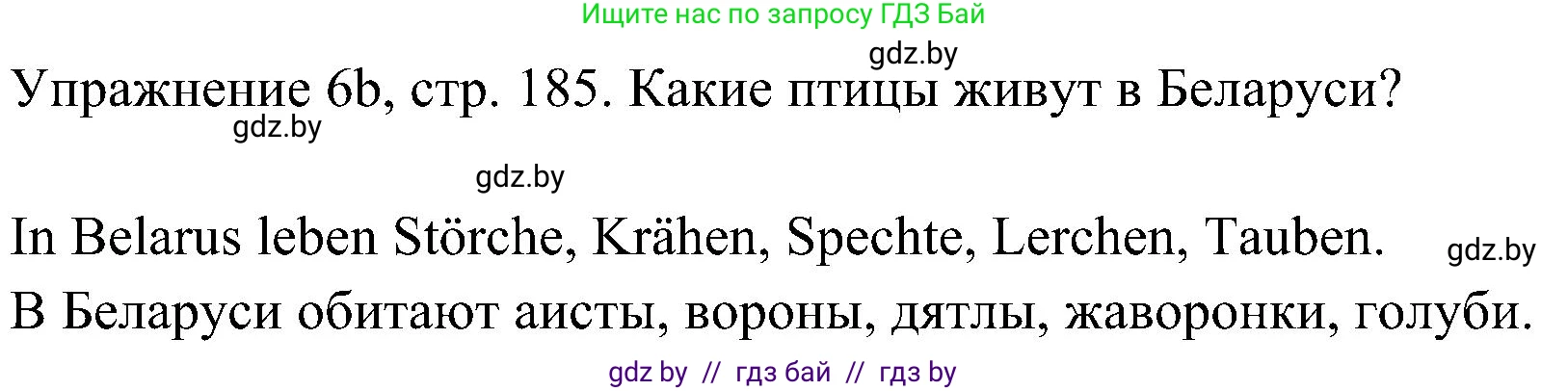 Немецкий язык (Deutsch), 6 класс Учебник (Schülerbuch), авторы: Будько Антонина Филипповна (Budjko Antonina), Урбанович Инна Ювинальевна (Urbanowitsch Ina), издательство Вышэйшая школа, Минск, 2020, бежевого цвета, страница 185, номер b, Решение