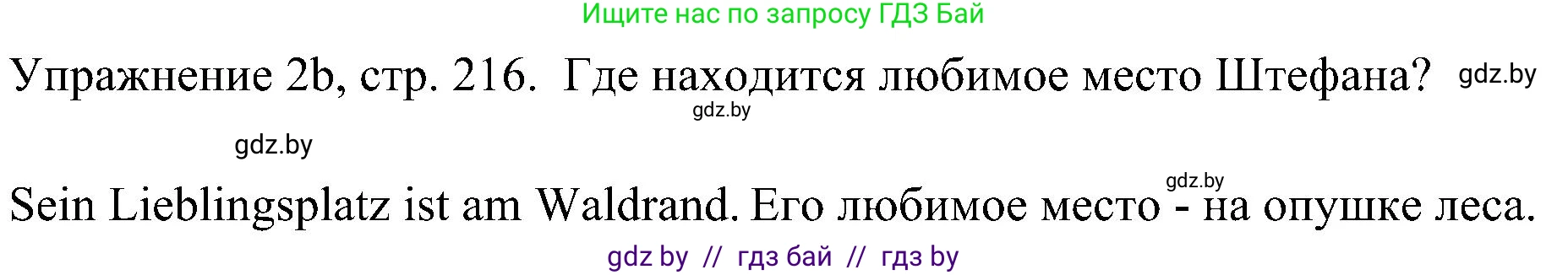 Немецкий язык (Deutsch), 6 класс Учебник (Schülerbuch), авторы: Будько Антонина Филипповна (Budjko Antonina), Урбанович Инна Ювинальевна (Urbanowitsch Ina), издательство Вышэйшая школа, Минск, 2020, бежевого цвета, страница 216, номер b, Решение