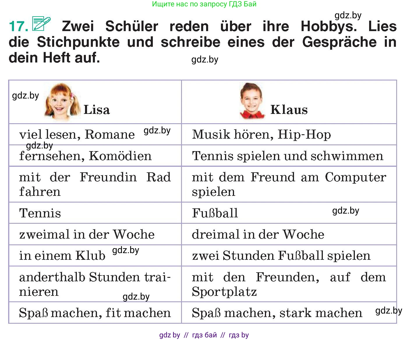 Немецкий язык (Deutsch), 6 класс Учебник (Schülerbuch), авторы: Зуевская Елена Викторовна, Салынская Светлана Ивановна, Негурэ Ольга Вячеславовна, издательство Вышэйшая школа, Минск, 2022, жёлтого цвета, Teil 1, страница 62, номер 17, Условие