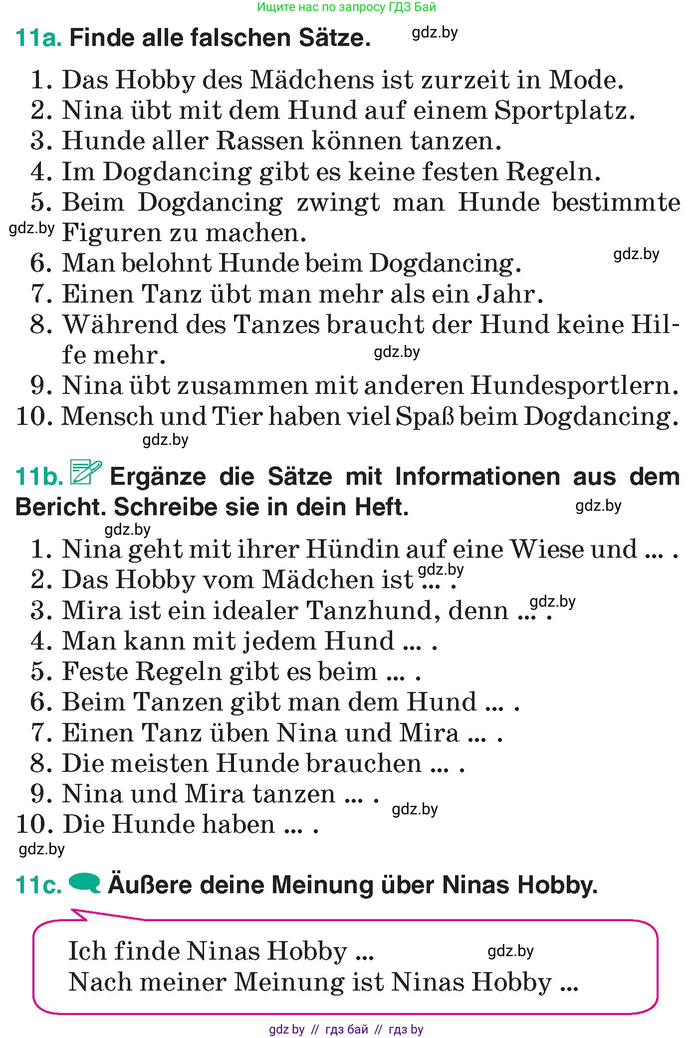 Немецкий язык (Deutsch), 6 класс Учебник (Schülerbuch), авторы: Зуевская Елена Викторовна, Салынская Светлана Ивановна, Негурэ Ольга Вячеславовна, издательство Вышэйшая школа, Минск, 2022, жёлтого цвета, Teil 1, страница 70, номер 11, Условие (продолжение 3)