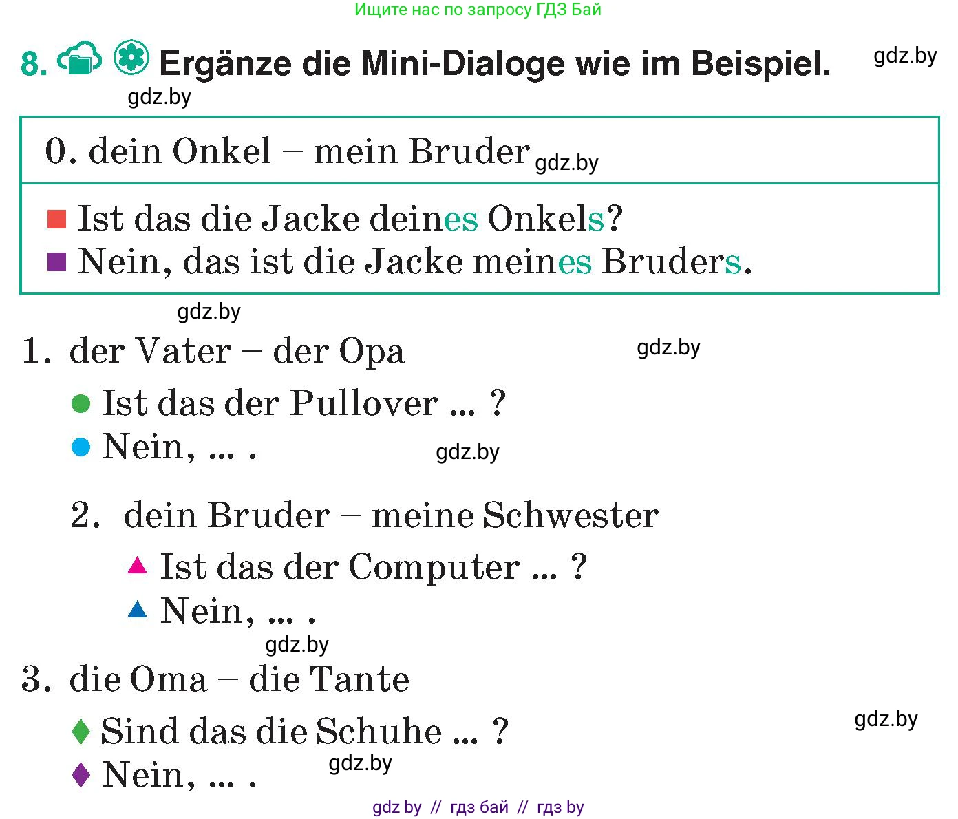Немецкий язык (Deutsch), 6 класс Учебник (Schülerbuch), авторы: Зуевская Елена Викторовна, Салынская Светлана Ивановна, Негурэ Ольга Вячеславовна, издательство Вышэйшая школа, Минск, 2022, жёлтого цвета, Teil 1, страница 80, номер 8, Условие
