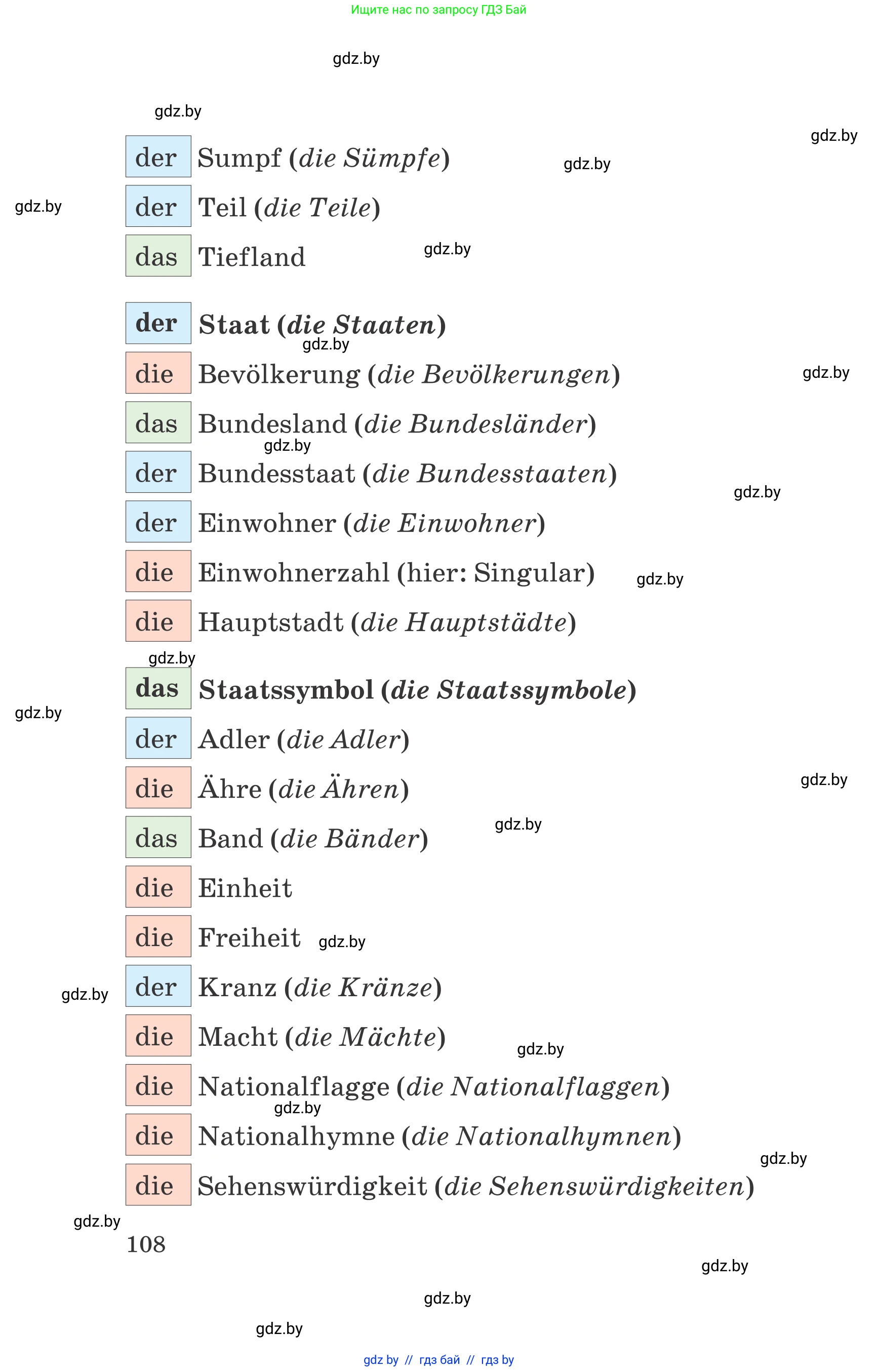 Немецкий язык (Deutsch), 6 класс Учебник (Schülerbuch), авторы: Зуевская Елена Викторовна, Салынская Светлана Ивановна, Негурэ Ольга Вячеславовна, издательство Вышэйшая школа, Минск, 2022, жёлтого цвета, страница 108