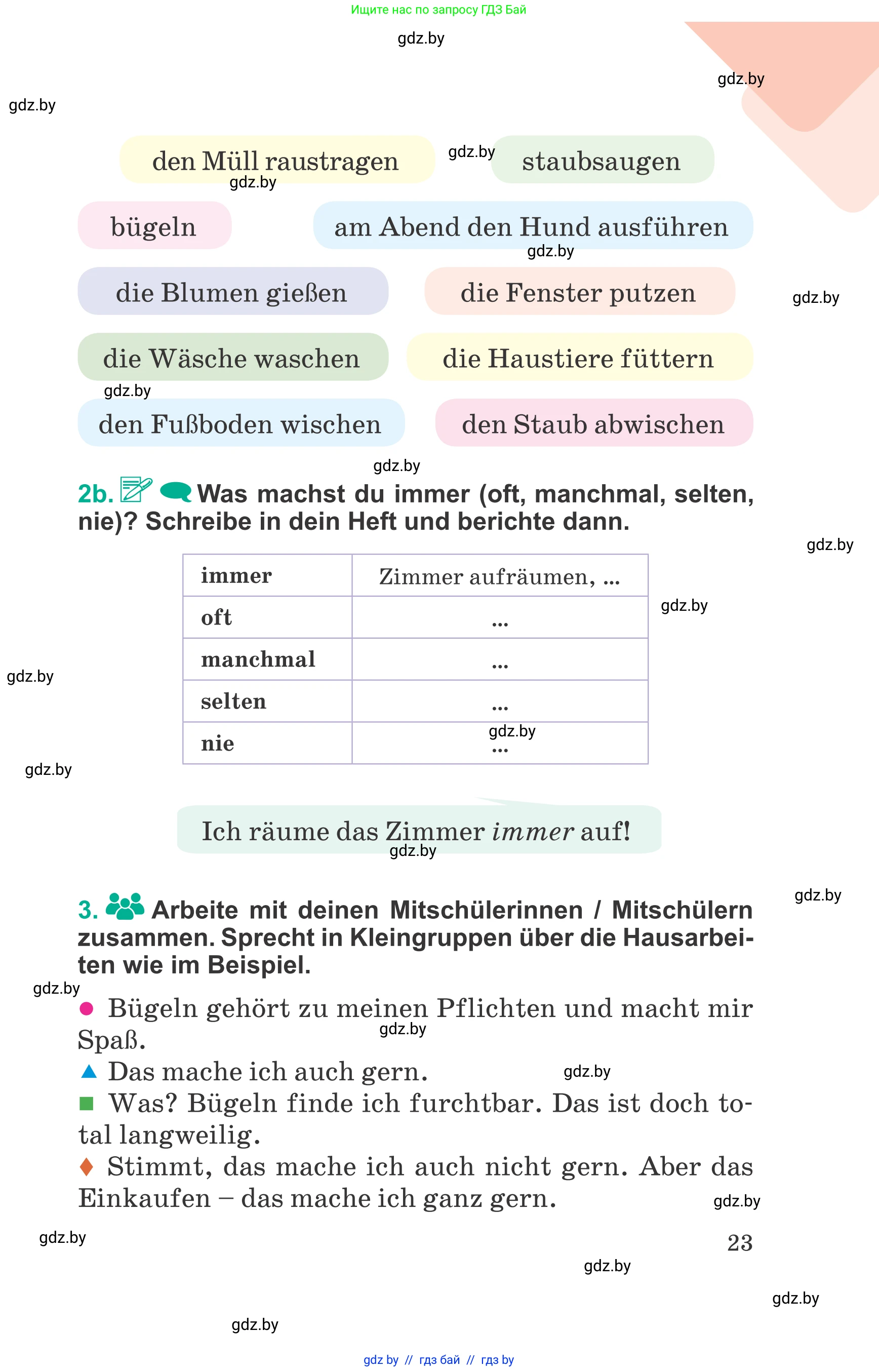 Немецкий язык (Deutsch), 6 класс Учебник (Schülerbuch), авторы: Зуевская Елена Викторовна, Салынская Светлана Ивановна, Негурэ Ольга Вячеславовна, издательство Вышэйшая школа, Минск, 2022, жёлтого цвета, Teil 2, страница 23