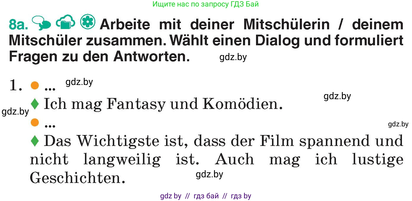Немецкий язык (Deutsch), 6 класс Учебник (Schülerbuch), авторы: Зуевская Елена Викторовна, Салынская Светлана Ивановна, Негурэ Ольга Вячеславовна, издательство Вышэйшая школа, Минск, 2022, жёлтого цвета, Teil 1, страница 100, номер 8, Условие