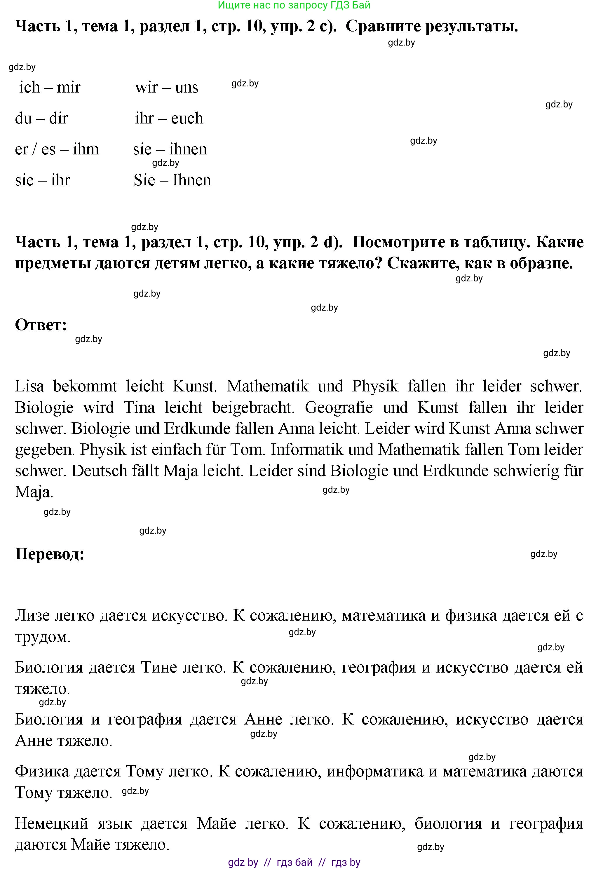 Немецкий язык (Deutsch), 6 класс Учебник (Schülerbuch), авторы: Зуевская Елена Викторовна, Салынская Светлана Ивановна, Негурэ Ольга Вячеславовна, издательство Вышэйшая школа, Минск, 2022, жёлтого цвета, Teil 1, страница 8, номер 2, Решение (продолжение 3)