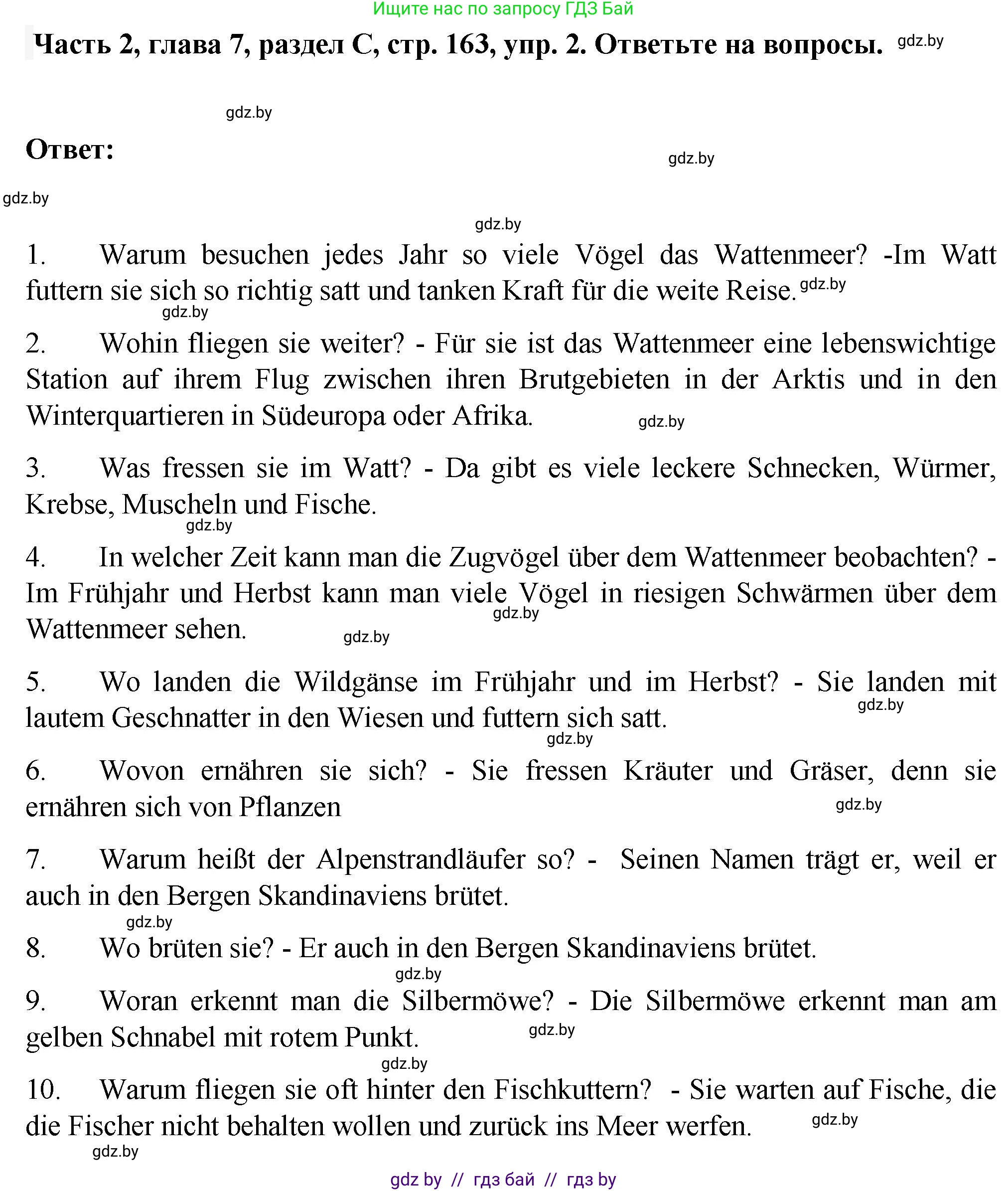 Немецкий язык (Deutsch), 6 класс Учебник (Schülerbuch), авторы: Зуевская Елена Викторовна, Салынская Светлана Ивановна, Негурэ Ольга Вячеславовна, издательство Вышэйшая школа, Минск, 2022, жёлтого цвета, Teil 2, страница 163, номер 2, Решение
