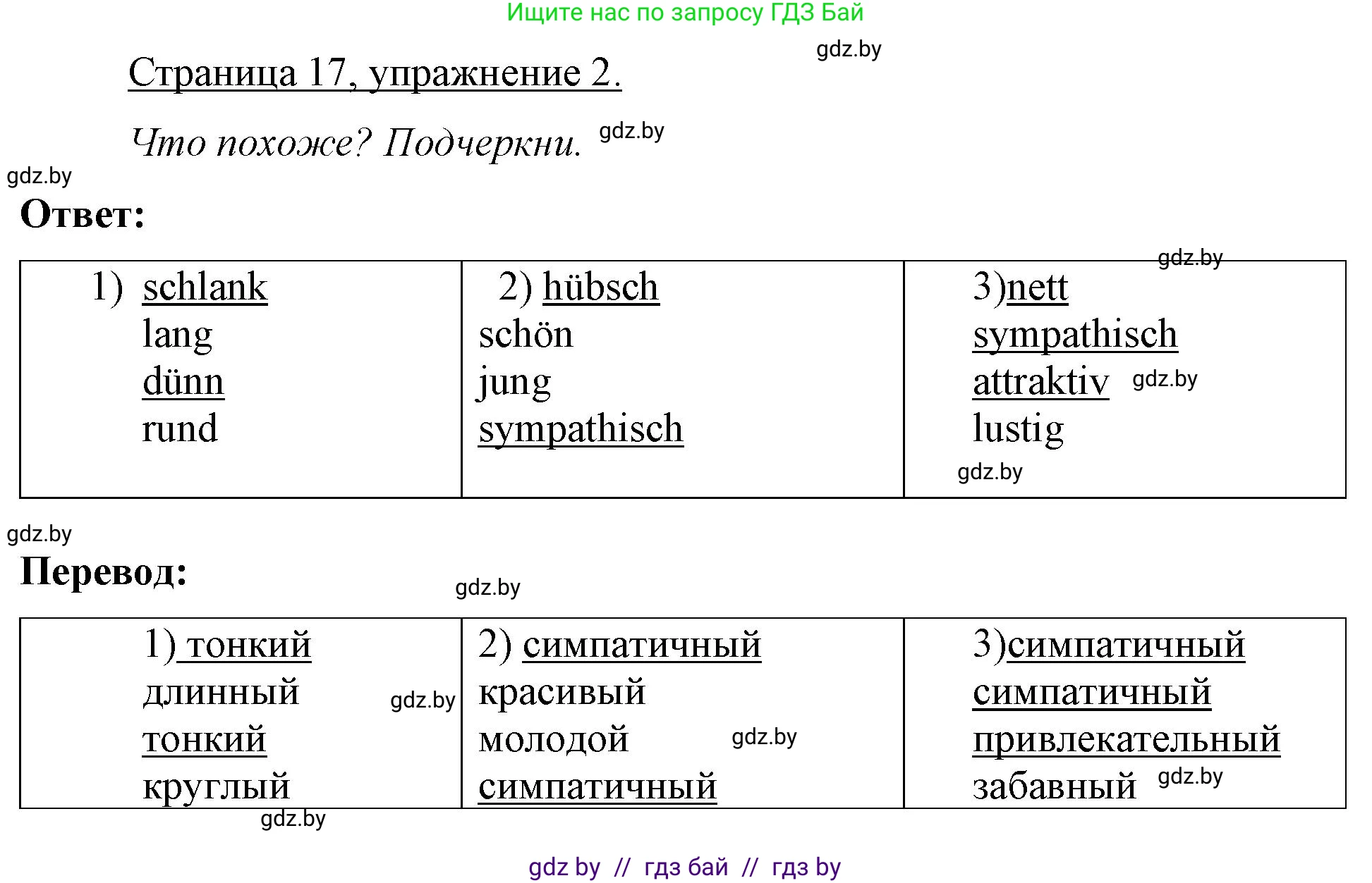 Немецкий язык (Deutsch), 7 класс рабочая тетрадь (arbeitsheft), авторы: Будько Антонина Филипповна (Budjko Antonina), Урбанович Инна Ювинальевна (Urbanowitsch Ina), издательство Аверсэв, Минск, 2021, оранжевого цвета, страница 17, номер 2, Решение