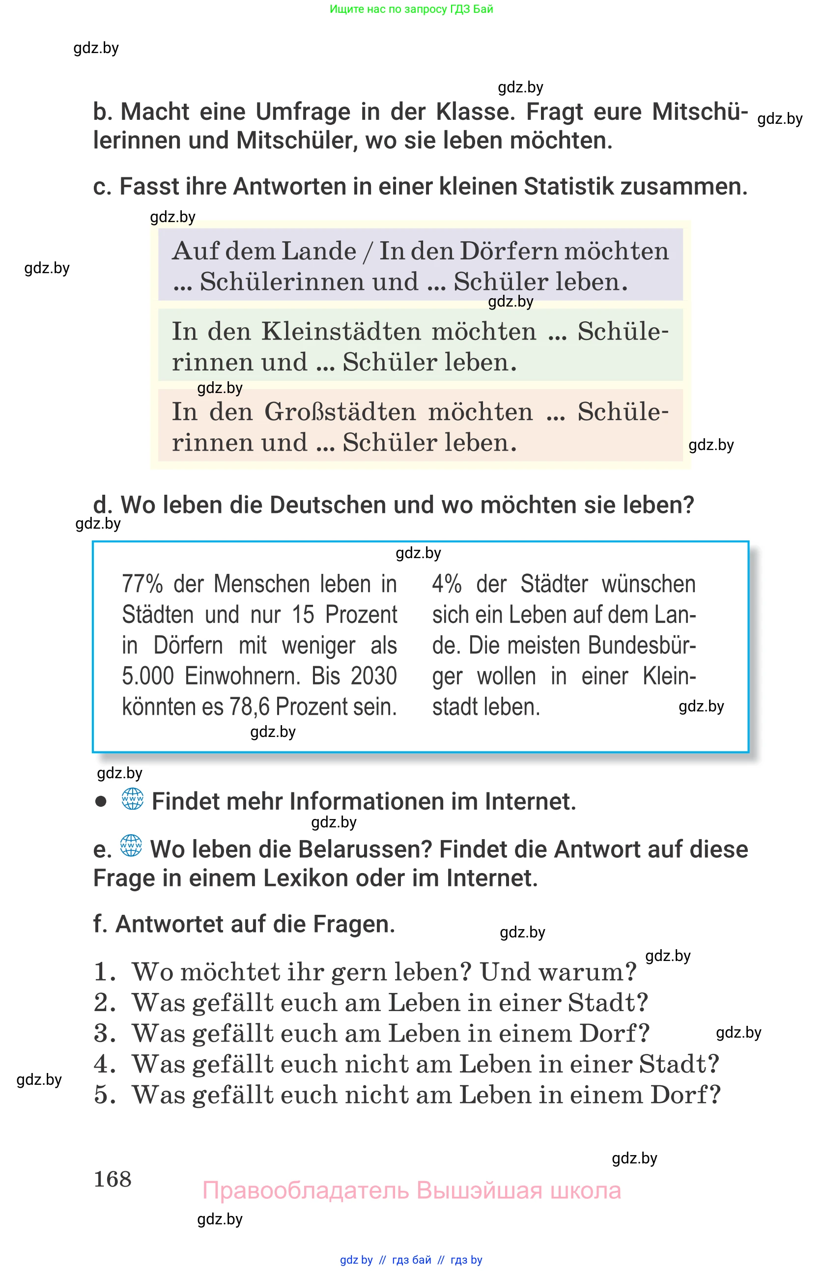 Немецкий язык (Deutsch), 7 класс Учебник (Schülerbuch), авторы: Будько Антонина Филипповна (Budjko Antonina), Урбанович Инна Ювинальевна (Urbanowitsch Ina), издательство Вышэйшая школа, Минск, 2021, страница 168