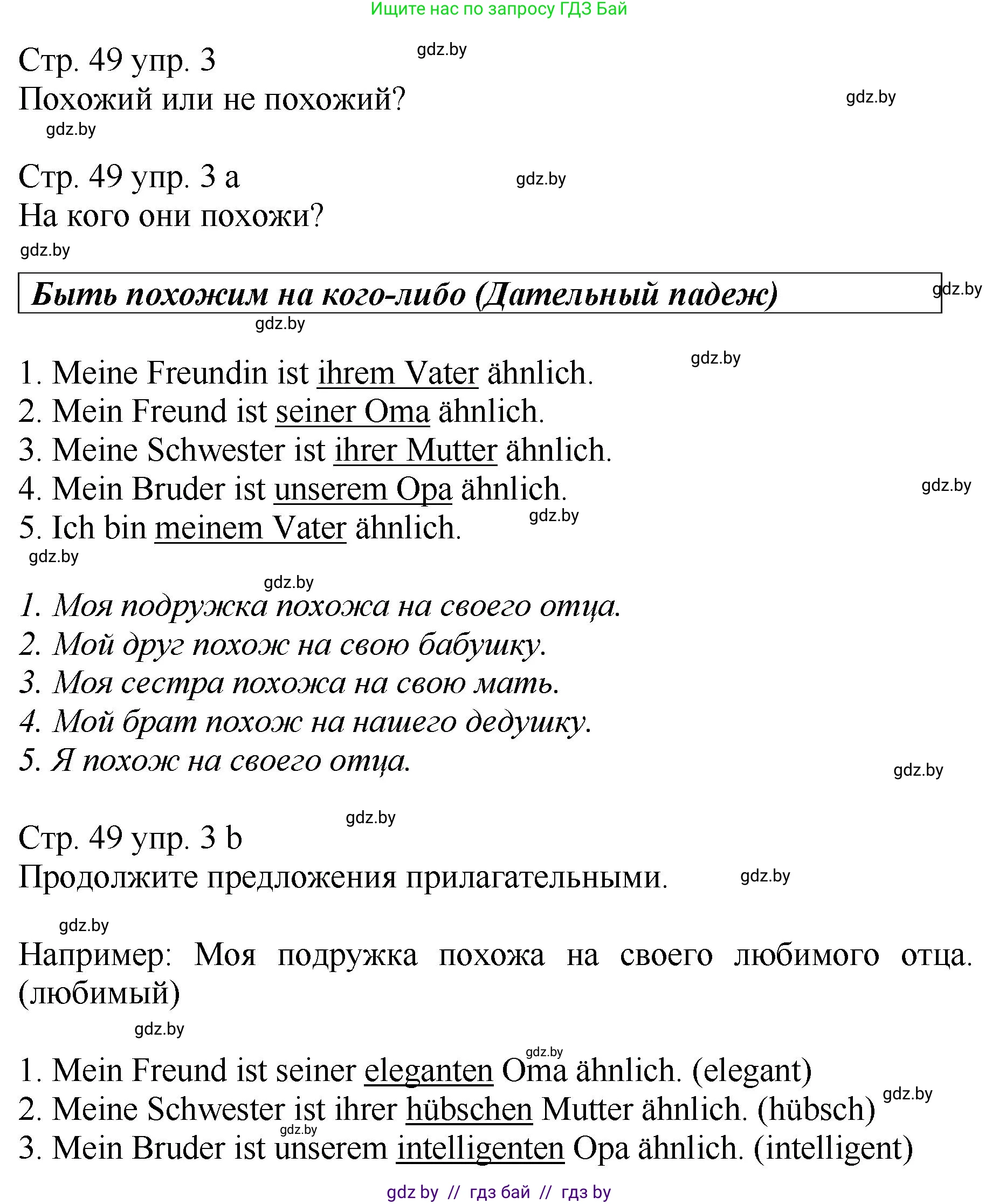 Немецкий язык (Deutsch), 7 класс Учебник (Schülerbuch), авторы: Будько Антонина Филипповна (Budjko Antonina), Урбанович Инна Ювинальевна (Urbanowitsch Ina), издательство Вышэйшая школа, Минск, 2021, страница 49, номер 3, Решение