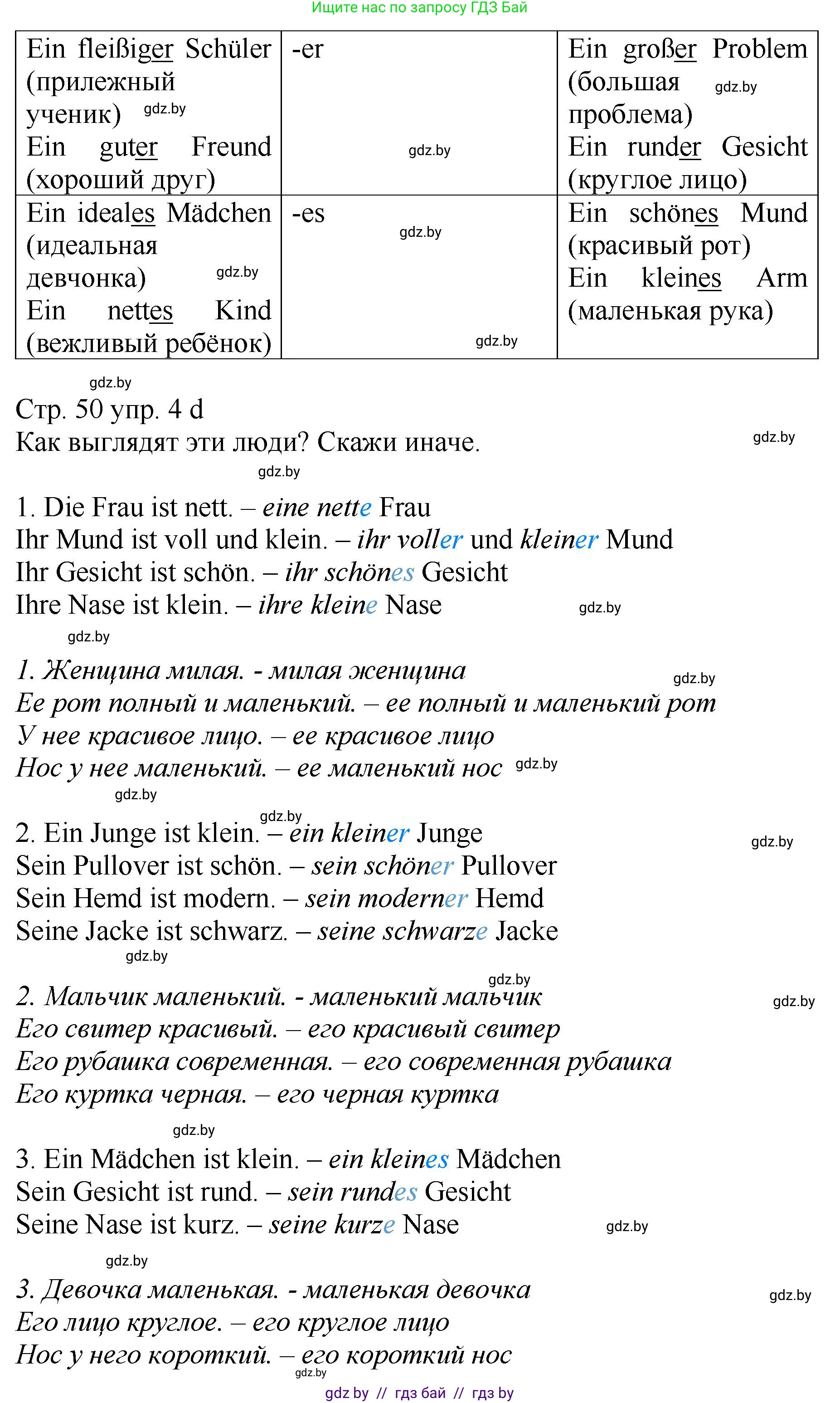 Немецкий язык (Deutsch), 7 класс Учебник (Schülerbuch), авторы: Будько Антонина Филипповна (Budjko Antonina), Урбанович Инна Ювинальевна (Urbanowitsch Ina), издательство Вышэйшая школа, Минск, 2021, страница 49, номер 4, Решение (продолжение 2)