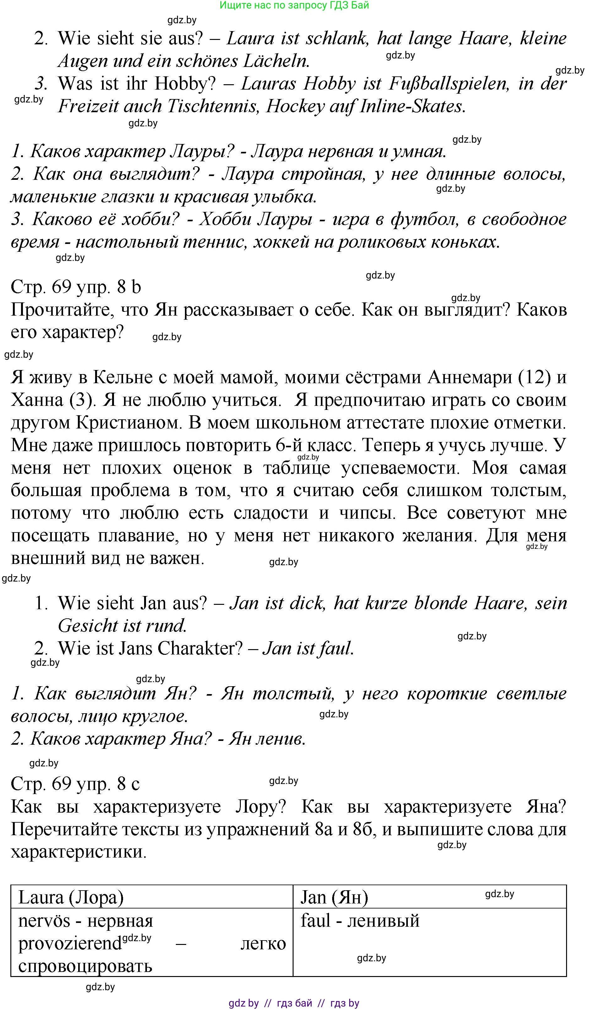Немецкий язык (Deutsch), 7 класс Учебник (Schülerbuch), авторы: Будько Антонина Филипповна (Budjko Antonina), Урбанович Инна Ювинальевна (Urbanowitsch Ina), издательство Вышэйшая школа, Минск, 2021, страница 68, номер 8, Решение (продолжение 2)