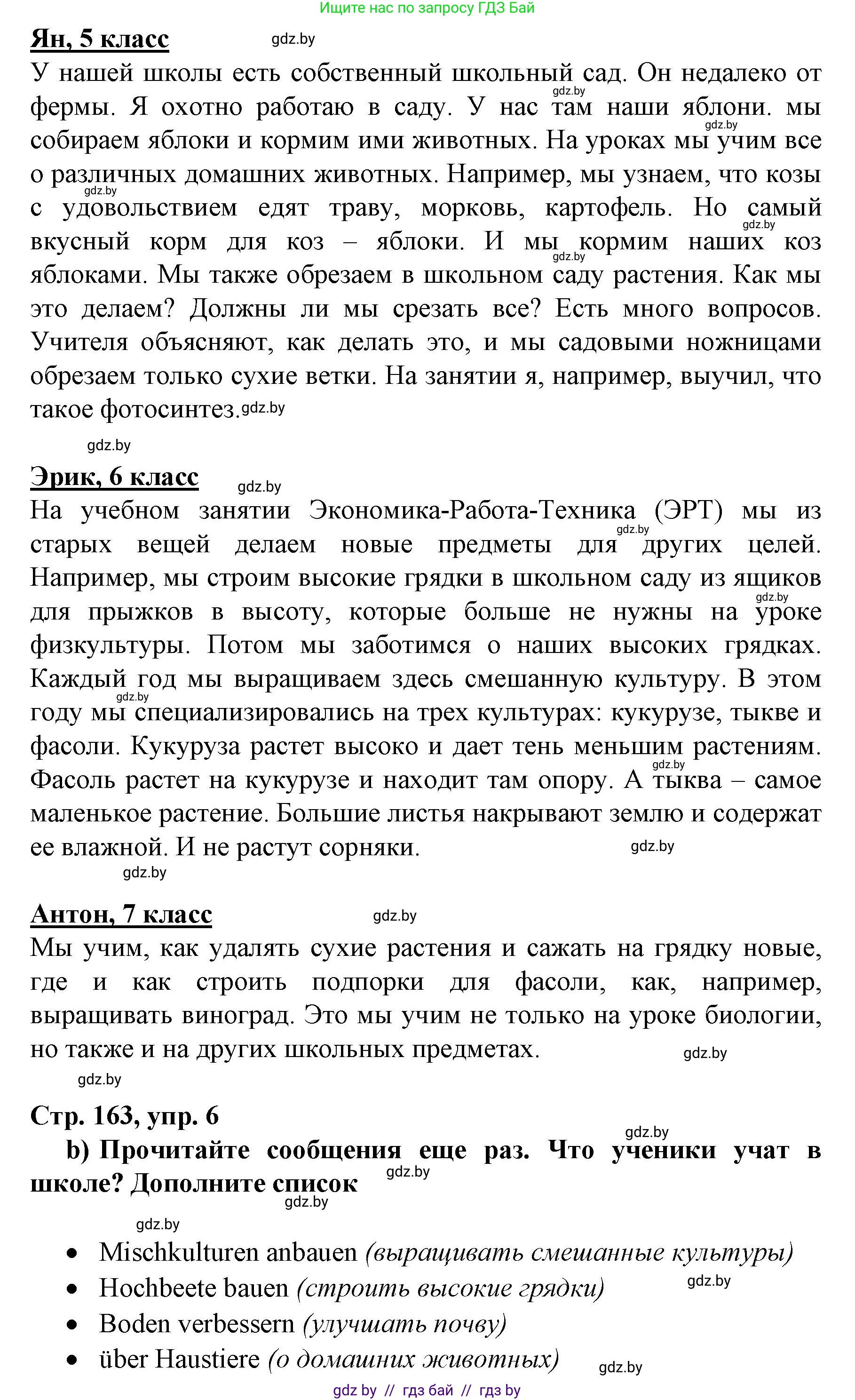 Немецкий язык (Deutsch), 7 класс Учебник (Schülerbuch), авторы: Будько Антонина Филипповна (Budjko Antonina), Урбанович Инна Ювинальевна (Urbanowitsch Ina), издательство Вышэйшая школа, Минск, 2021, страница 161, номер 6, Решение (продолжение 2)