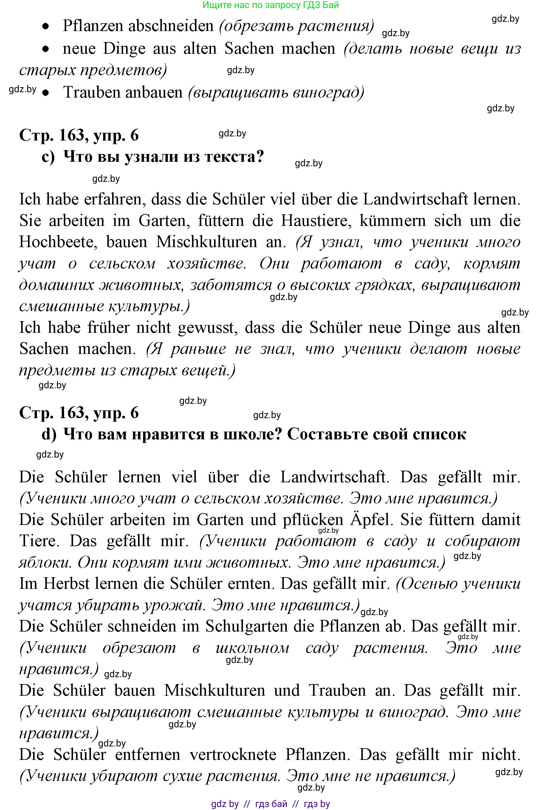 Немецкий язык (Deutsch), 7 класс Учебник (Schülerbuch), авторы: Будько Антонина Филипповна (Budjko Antonina), Урбанович Инна Ювинальевна (Urbanowitsch Ina), издательство Вышэйшая школа, Минск, 2021, страница 161, номер 6, Решение (продолжение 3)