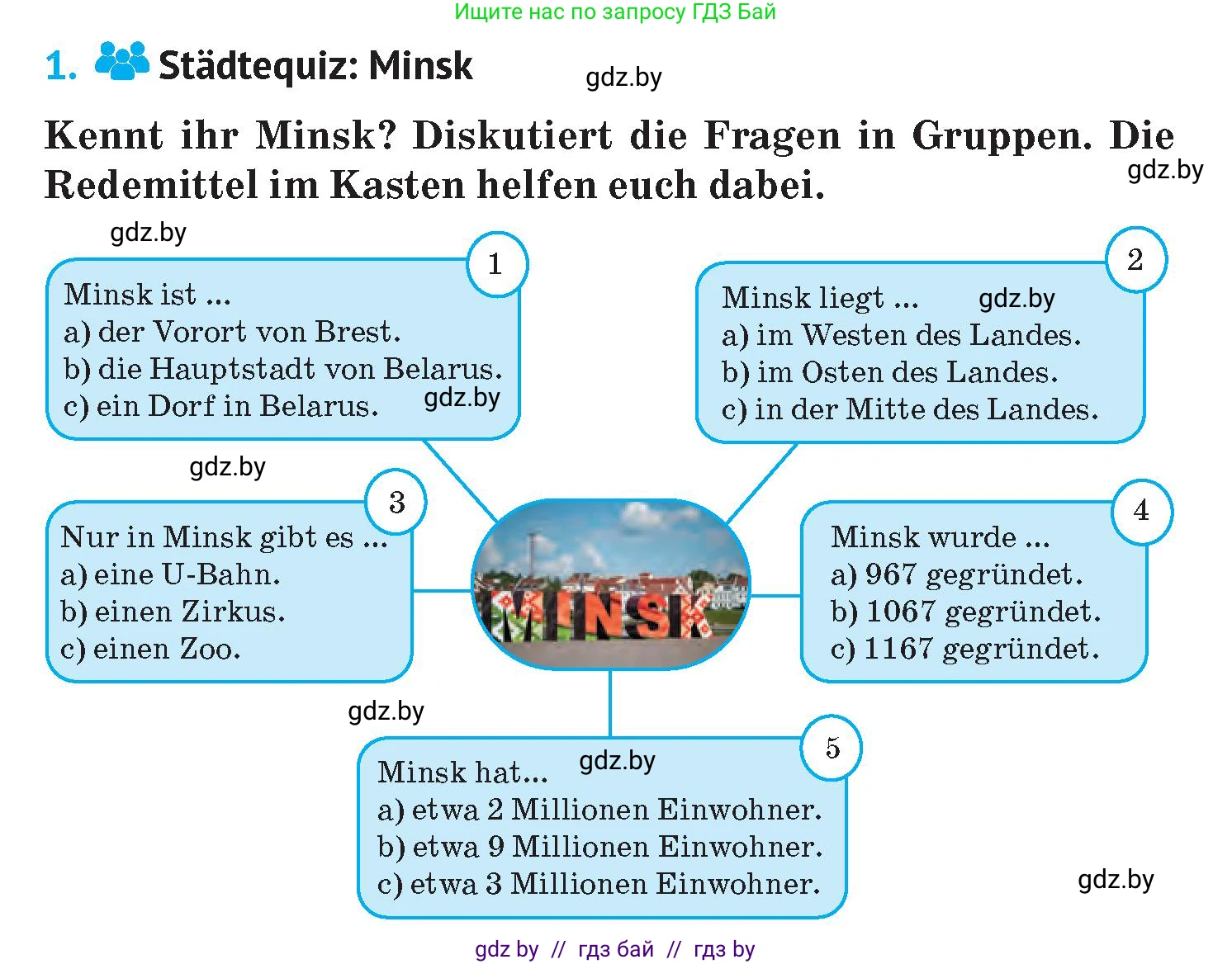 Немецкий язык (Deutsch), 7 класс Учебник (Schülerbuch), авторы: Лаптева Н Е, Зуевская Елена Викторовна, Леус Алла Михайловна, Шиманская Н Г, издательство Издательский центр БГУ, Минск, 2026, Teil 1, страница 89, номер 1, Условие