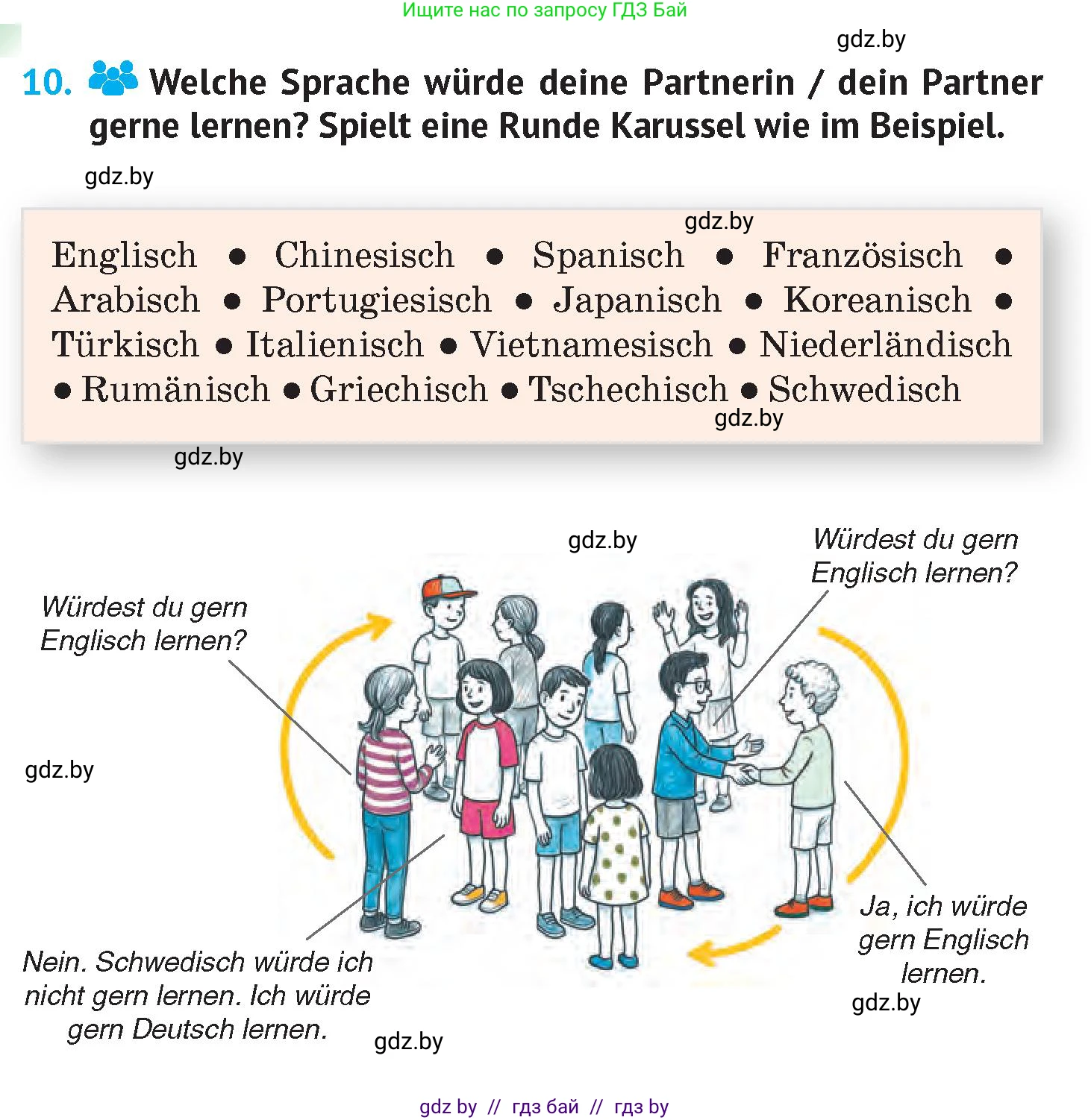 Немецкий язык (Deutsch), 7 класс Учебник (Schülerbuch), авторы: Лаптева Н Е, Зуевская Елена Викторовна, Леус Алла Михайловна, Шиманская Н Г, издательство Издательский центр БГУ, Минск, 2026, Teil 2, страница 18, номер 10, Условие