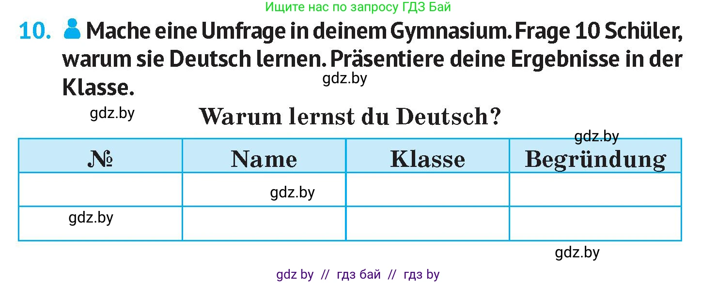 Немецкий язык (Deutsch), 7 класс Учебник (Schülerbuch), авторы: Лаптева Н Е, Зуевская Елена Викторовна, Леус Алла Михайловна, Шиманская Н Г, издательство Издательский центр БГУ, Минск, 2026, Teil 2, страница 37, номер 10, Условие