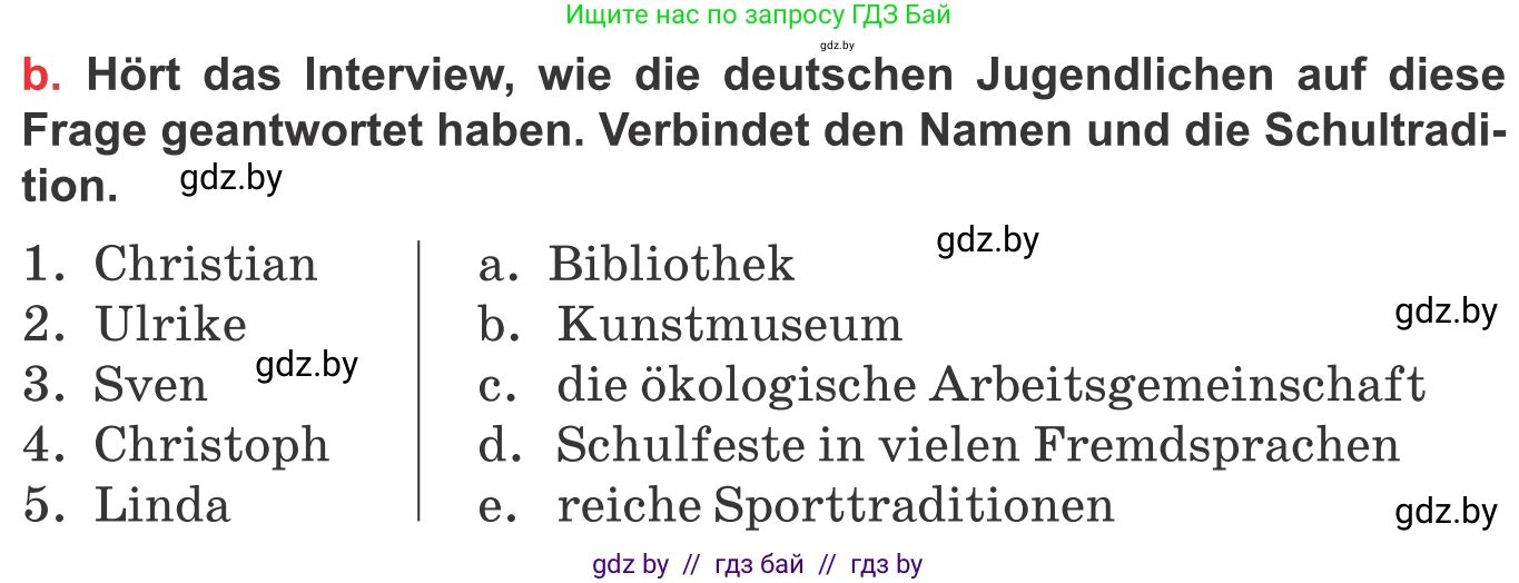 Немецкий язык (Deutsch), 8 класс Учебник (Schülerbuch), авторы: Будько Антонина Филипповна (Budjko Antonina), Урбанович Инна Ювинальевна (Urbanowitsch Ina), издательство Вышэйшая школа, Минск, 2018, страница 14, номер 1b, Условие