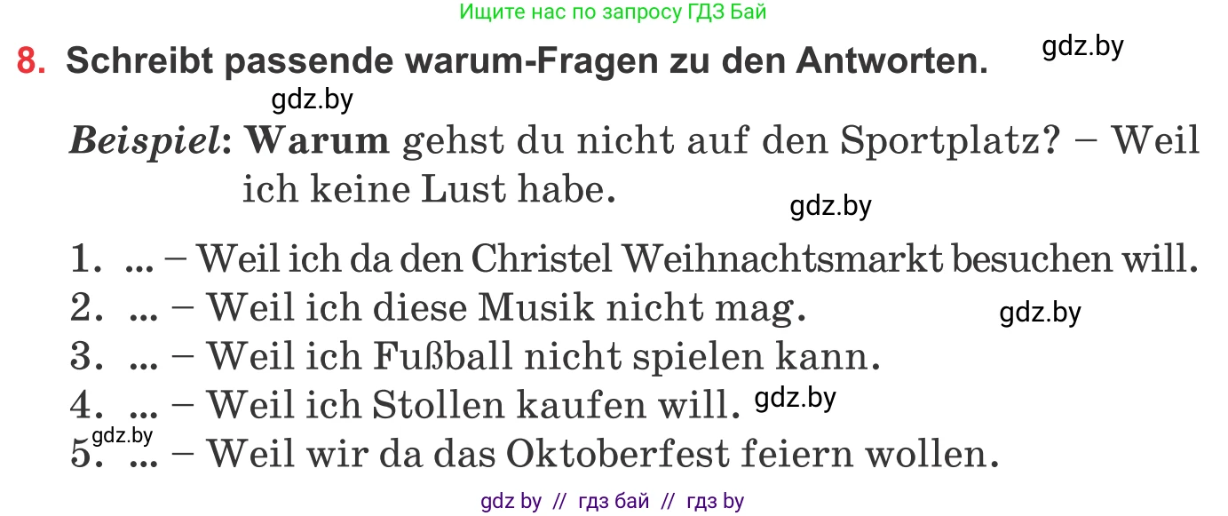 Немецкий язык (Deutsch), 8 класс Учебник (Schülerbuch), авторы: Будько Антонина Филипповна (Budjko Antonina), Урбанович Инна Ювинальевна (Urbanowitsch Ina), издательство Вышэйшая школа, Минск, 2018, страница 136, номер 8, Условие