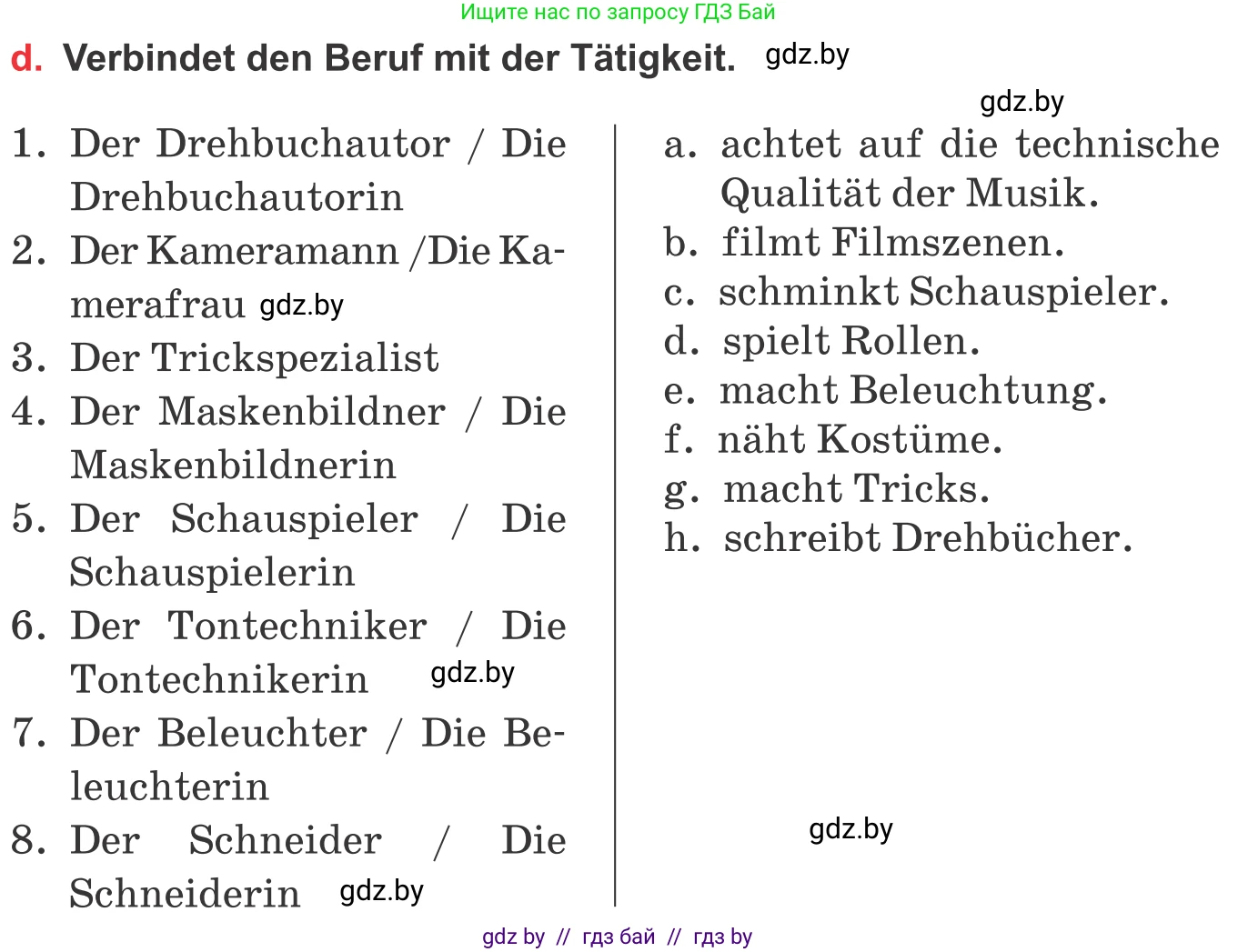 Немецкий язык (Deutsch), 8 класс Учебник (Schülerbuch), авторы: Будько Антонина Филипповна (Budjko Antonina), Урбанович Инна Ювинальевна (Urbanowitsch Ina), издательство Вышэйшая школа, Минск, 2018, страница 154, номер 3d, Условие