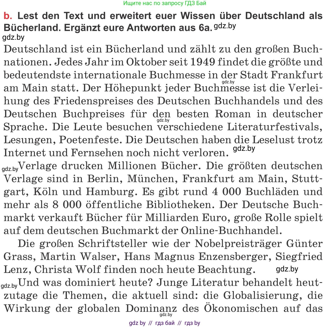 Немецкий язык (Deutsch), 8 класс Учебник (Schülerbuch), авторы: Будько Антонина Филипповна (Budjko Antonina), Урбанович Инна Ювинальевна (Urbanowitsch Ina), издательство Вышэйшая школа, Минск, 2018, страница 181, номер 6b, Условие
