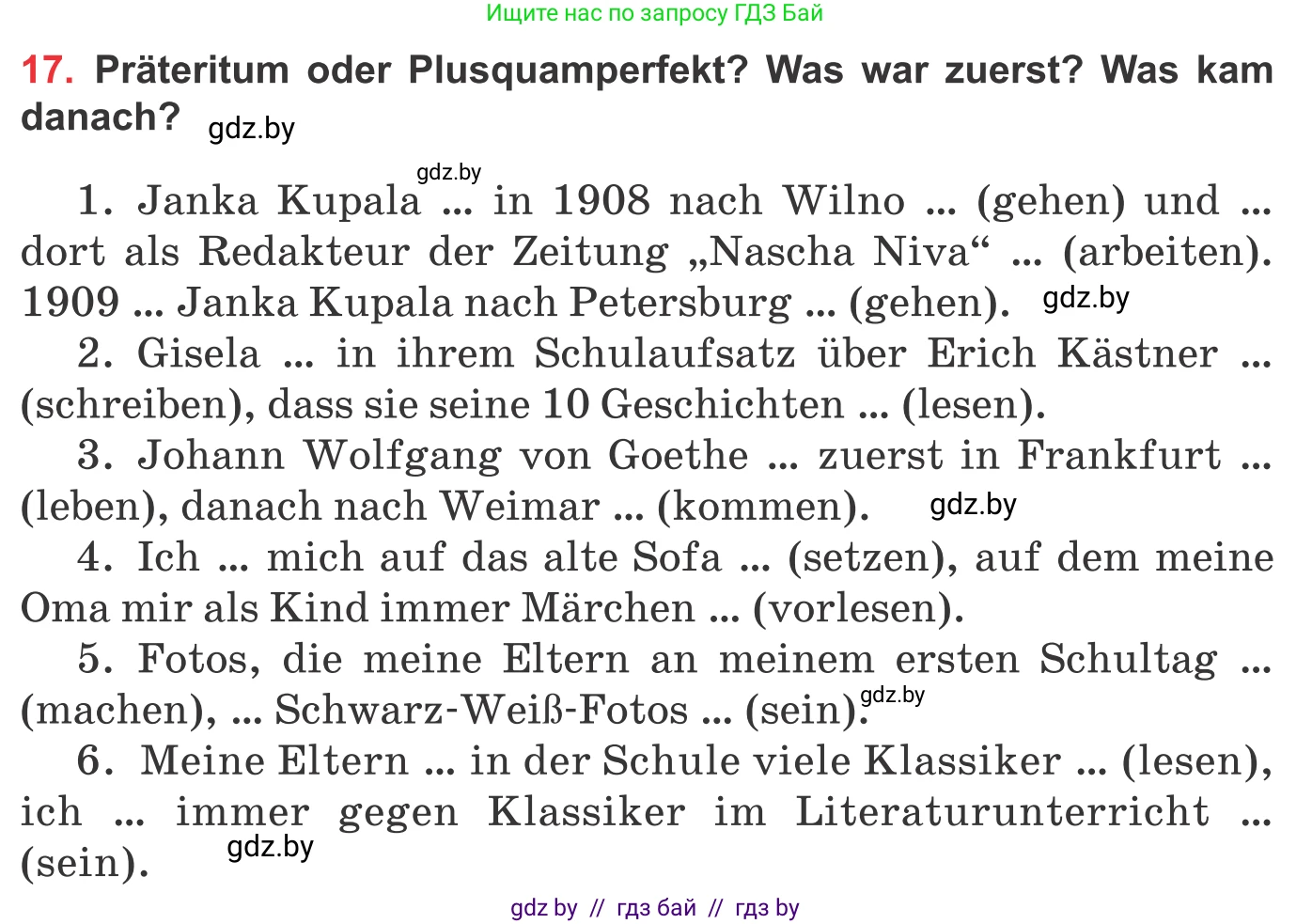 Немецкий язык (Deutsch), 8 класс Учебник (Schülerbuch), авторы: Будько Антонина Филипповна (Budjko Antonina), Урбанович Инна Ювинальевна (Urbanowitsch Ina), издательство Вышэйшая школа, Минск, 2018, страница 213, номер 17, Условие