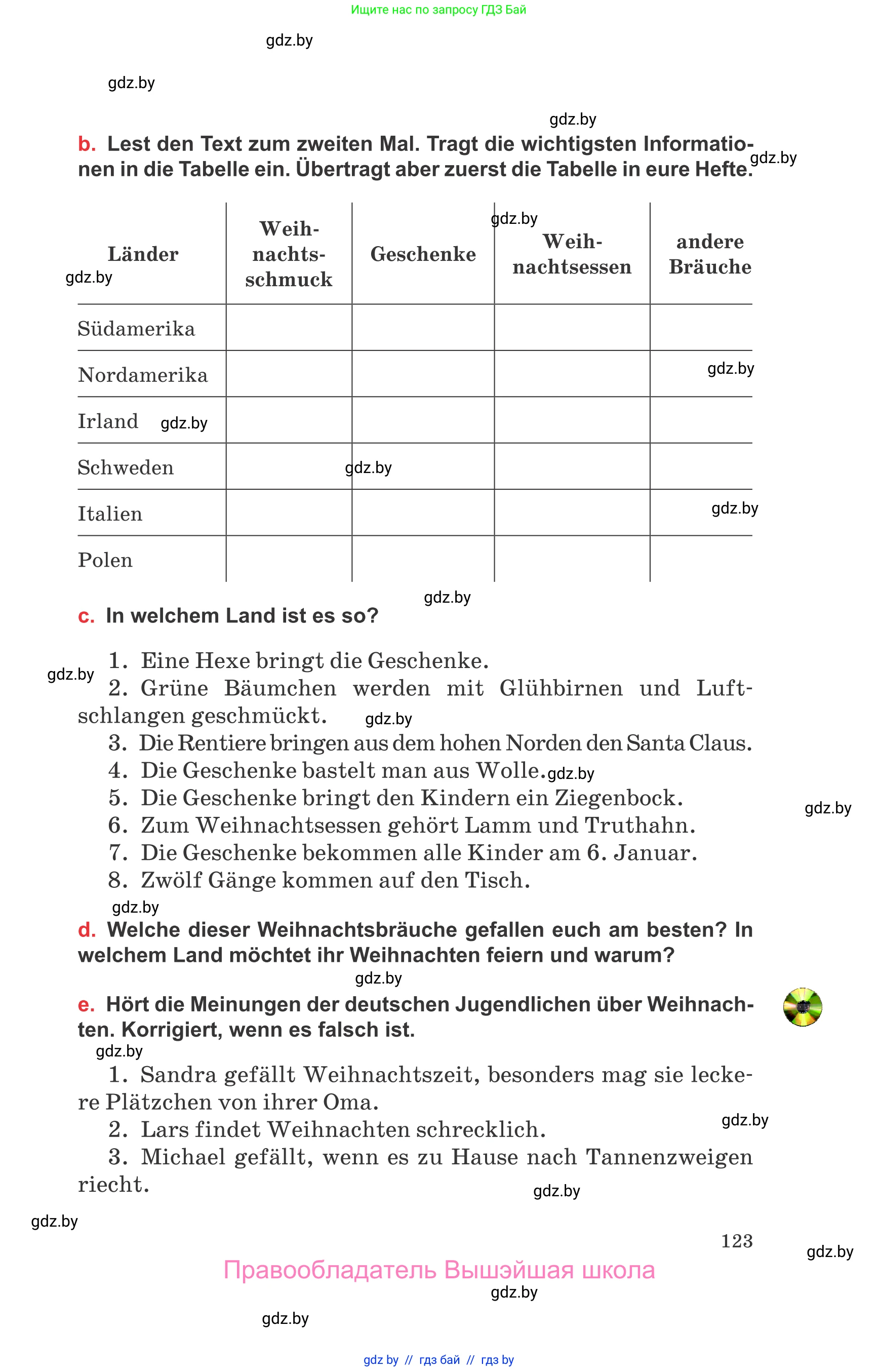 Немецкий язык (Deutsch), 8 класс Учебник (Schülerbuch), авторы: Будько Антонина Филипповна (Budjko Antonina), Урбанович Инна Ювинальевна (Urbanowitsch Ina), издательство Вышэйшая школа, Минск, 2018, страница 123