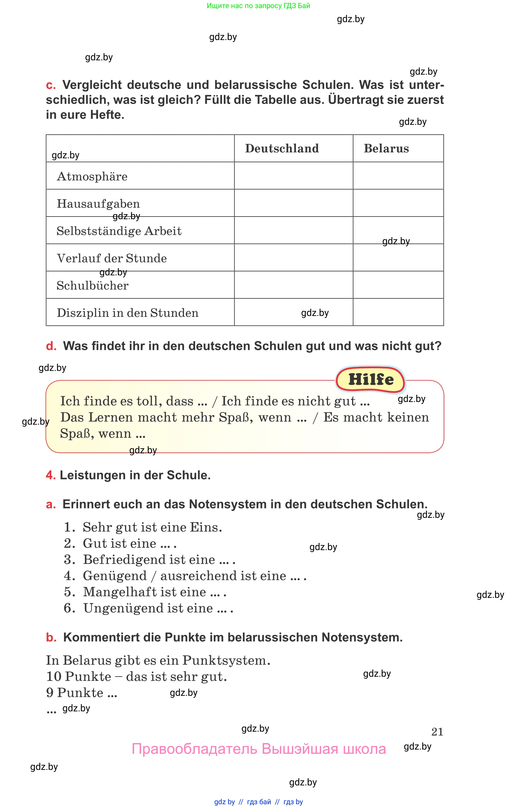 Немецкий язык (Deutsch), 8 класс Учебник (Schülerbuch), авторы: Будько Антонина Филипповна (Budjko Antonina), Урбанович Инна Ювинальевна (Urbanowitsch Ina), издательство Вышэйшая школа, Минск, 2018, страница 21
