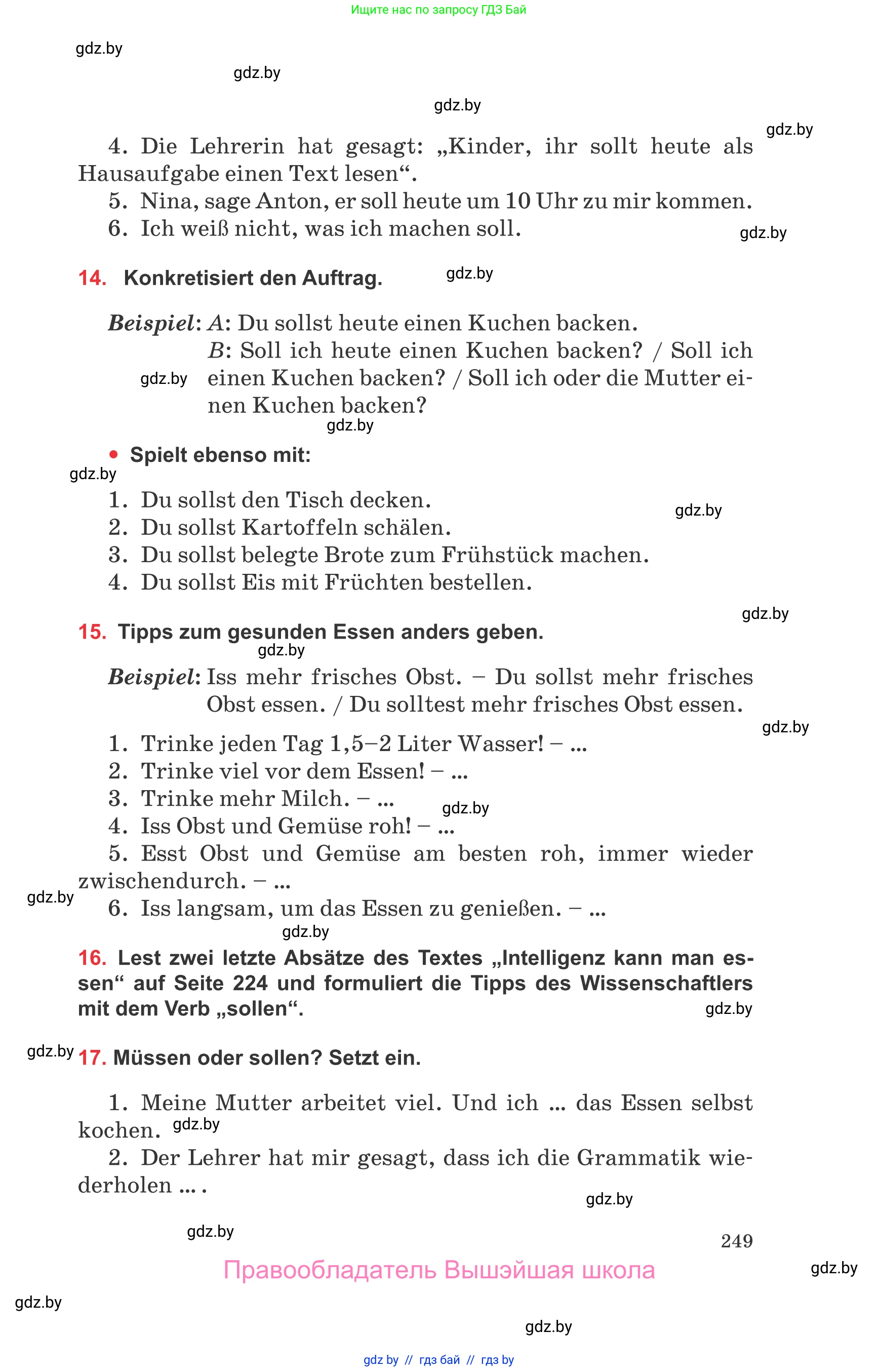 Немецкий язык (Deutsch), 8 класс Учебник (Schülerbuch), авторы: Будько Антонина Филипповна (Budjko Antonina), Урбанович Инна Ювинальевна (Urbanowitsch Ina), издательство Вышэйшая школа, Минск, 2018, страница 249
