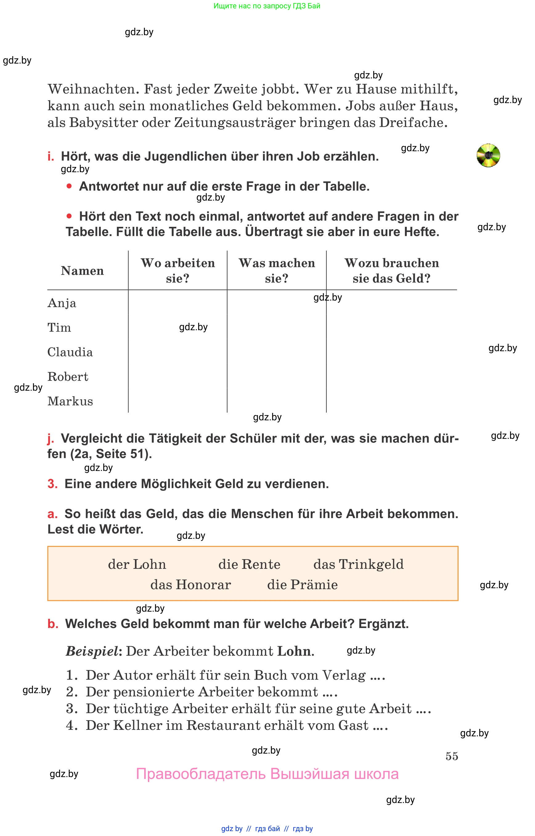 Немецкий язык (Deutsch), 8 класс Учебник (Schülerbuch), авторы: Будько Антонина Филипповна (Budjko Antonina), Урбанович Инна Ювинальевна (Urbanowitsch Ina), издательство Вышэйшая школа, Минск, 2018, страница 55