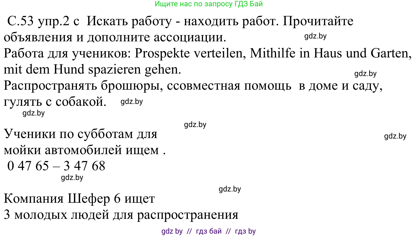 Немецкий язык (Deutsch), 8 класс Учебник (Schülerbuch), авторы: Будько Антонина Филипповна (Budjko Antonina), Урбанович Инна Ювинальевна (Urbanowitsch Ina), издательство Вышэйшая школа, Минск, 2018, страница 53, номер 2c, Решение