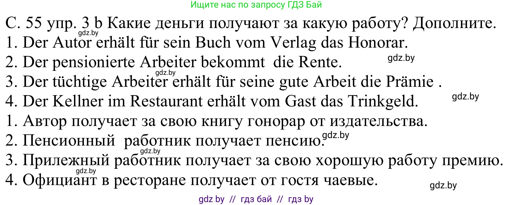 Немецкий язык (Deutsch), 8 класс Учебник (Schülerbuch), авторы: Будько Антонина Филипповна (Budjko Antonina), Урбанович Инна Ювинальевна (Urbanowitsch Ina), издательство Вышэйшая школа, Минск, 2018, страница 55, номер 3b, Решение