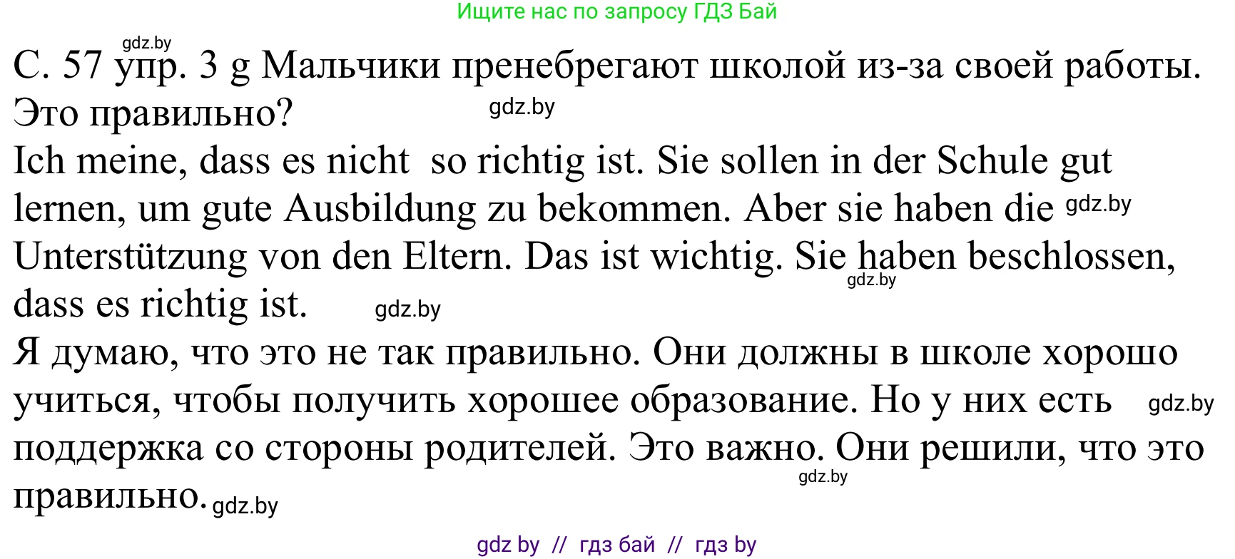 Немецкий язык (Deutsch), 8 класс Учебник (Schülerbuch), авторы: Будько Антонина Филипповна (Budjko Antonina), Урбанович Инна Ювинальевна (Urbanowitsch Ina), издательство Вышэйшая школа, Минск, 2018, страница 57, номер 3g, Решение