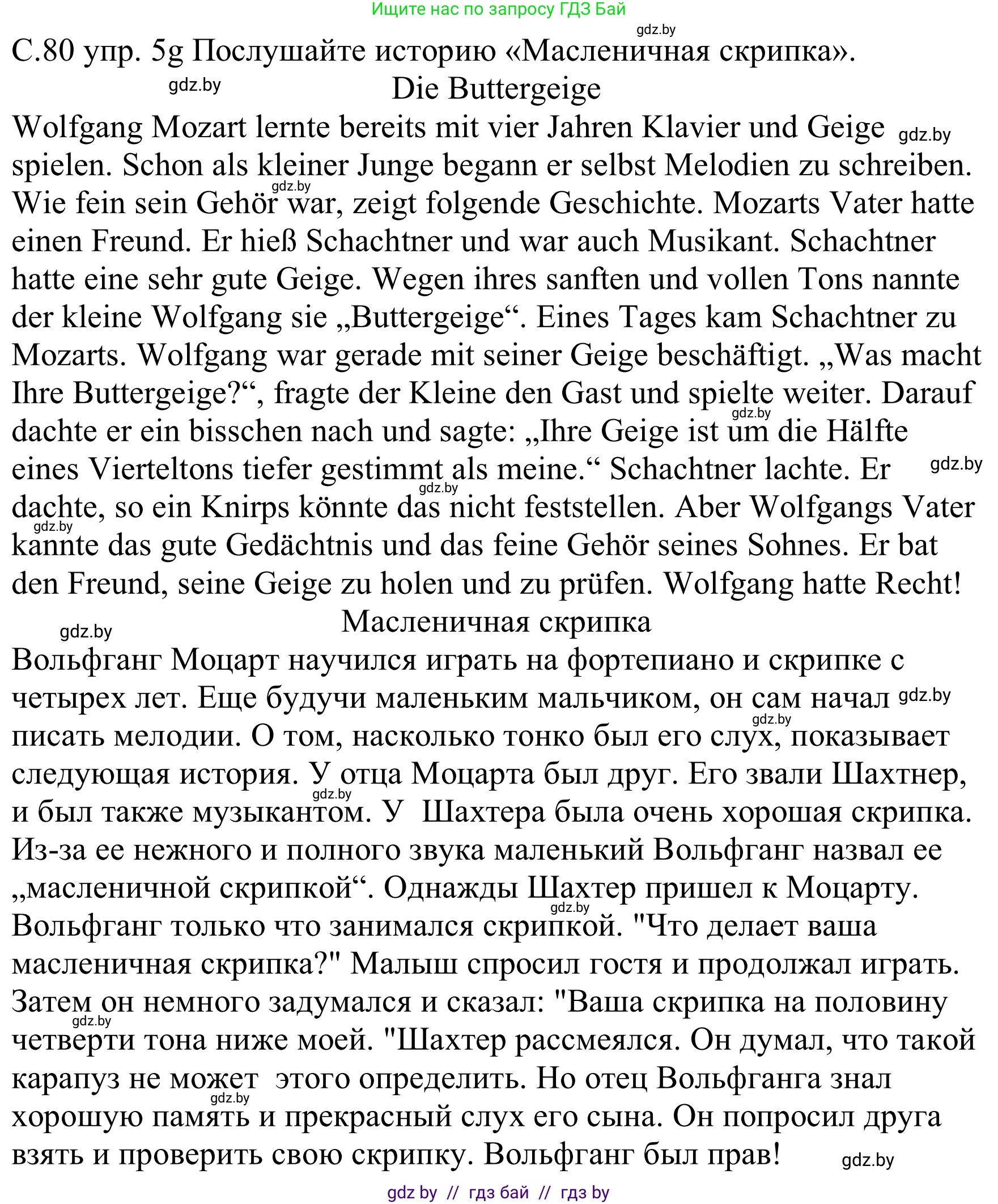 Немецкий язык (Deutsch), 8 класс Учебник (Schülerbuch), авторы: Будько Антонина Филипповна (Budjko Antonina), Урбанович Инна Ювинальевна (Urbanowitsch Ina), издательство Вышэйшая школа, Минск, 2018, страница 80, номер 5g, Решение