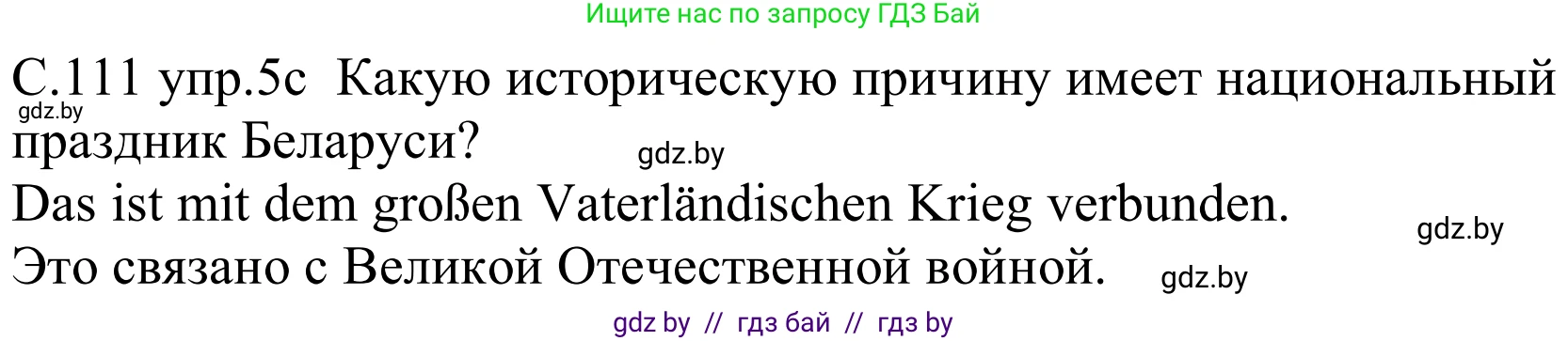 Немецкий язык (Deutsch), 8 класс Учебник (Schülerbuch), авторы: Будько Антонина Филипповна (Budjko Antonina), Урбанович Инна Ювинальевна (Urbanowitsch Ina), издательство Вышэйшая школа, Минск, 2018, страница 111, номер 5c, Решение