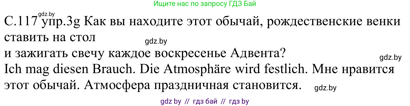 Немецкий язык (Deutsch), 8 класс Учебник (Schülerbuch), авторы: Будько Антонина Филипповна (Budjko Antonina), Урбанович Инна Ювинальевна (Urbanowitsch Ina), издательство Вышэйшая школа, Минск, 2018, страница 117, номер 3g, Решение