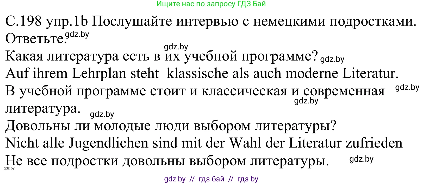 Немецкий язык (Deutsch), 8 класс Учебник (Schülerbuch), авторы: Будько Антонина Филипповна (Budjko Antonina), Урбанович Инна Ювинальевна (Urbanowitsch Ina), издательство Вышэйшая школа, Минск, 2018, страница 198, номер 1b, Решение