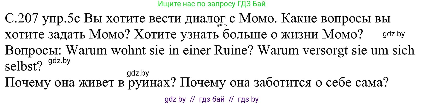 Немецкий язык (Deutsch), 8 класс Учебник (Schülerbuch), авторы: Будько Антонина Филипповна (Budjko Antonina), Урбанович Инна Ювинальевна (Urbanowitsch Ina), издательство Вышэйшая школа, Минск, 2018, страница 207, номер 5c, Решение