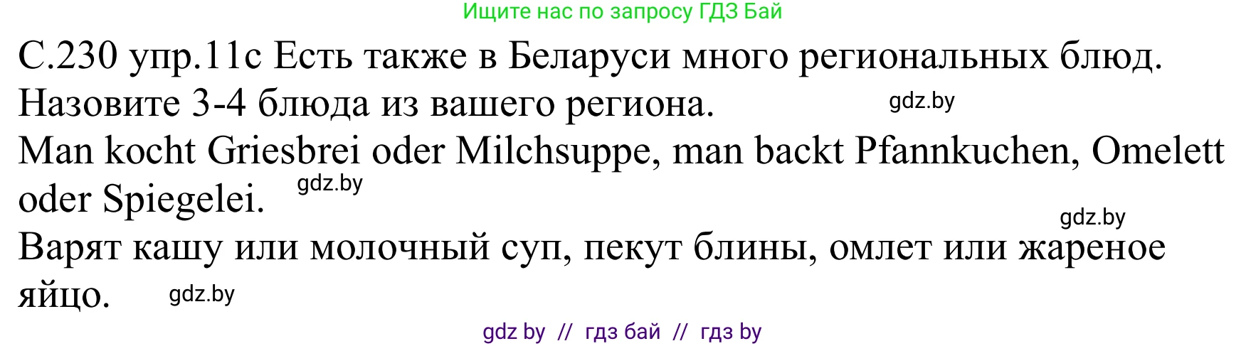 Немецкий язык (Deutsch), 8 класс Учебник (Schülerbuch), авторы: Будько Антонина Филипповна (Budjko Antonina), Урбанович Инна Ювинальевна (Urbanowitsch Ina), издательство Вышэйшая школа, Минск, 2018, страница 230, номер 11c, Решение