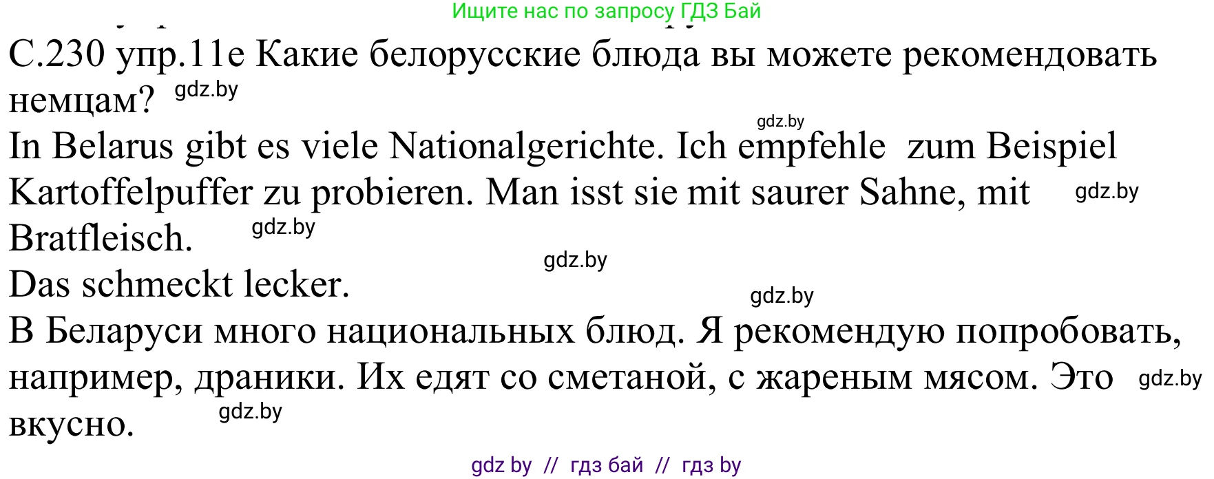 Немецкий язык (Deutsch), 8 класс Учебник (Schülerbuch), авторы: Будько Антонина Филипповна (Budjko Antonina), Урбанович Инна Ювинальевна (Urbanowitsch Ina), издательство Вышэйшая школа, Минск, 2018, страница 230, номер 11e, Решение