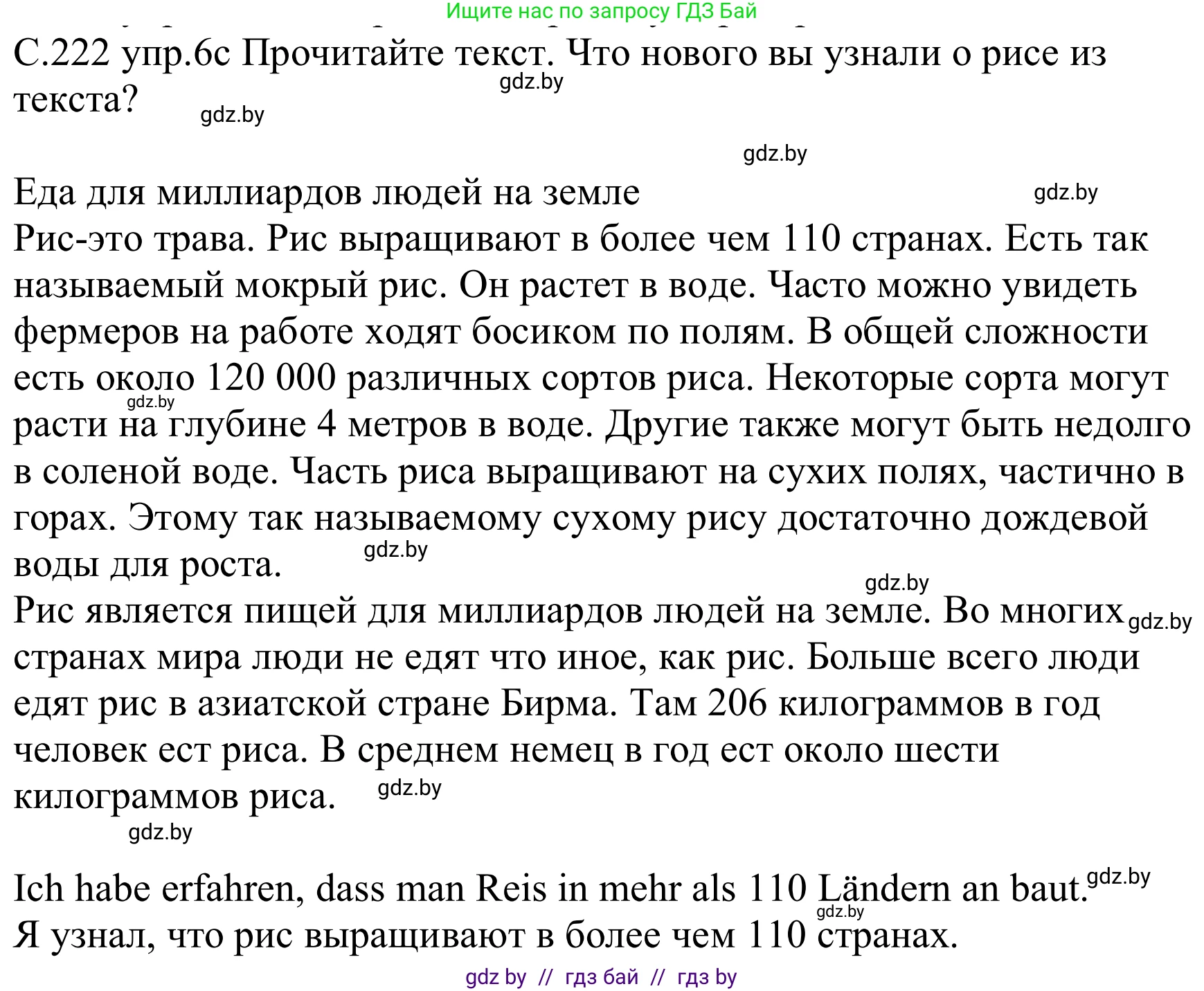 Немецкий язык (Deutsch), 8 класс Учебник (Schülerbuch), авторы: Будько Антонина Филипповна (Budjko Antonina), Урбанович Инна Ювинальевна (Urbanowitsch Ina), издательство Вышэйшая школа, Минск, 2018, страница 222, номер 6c, Решение