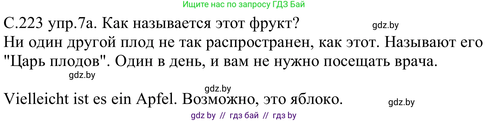 Немецкий язык (Deutsch), 8 класс Учебник (Schülerbuch), авторы: Будько Антонина Филипповна (Budjko Antonina), Урбанович Инна Ювинальевна (Urbanowitsch Ina), издательство Вышэйшая школа, Минск, 2018, страница 223, номер 7a, Решение